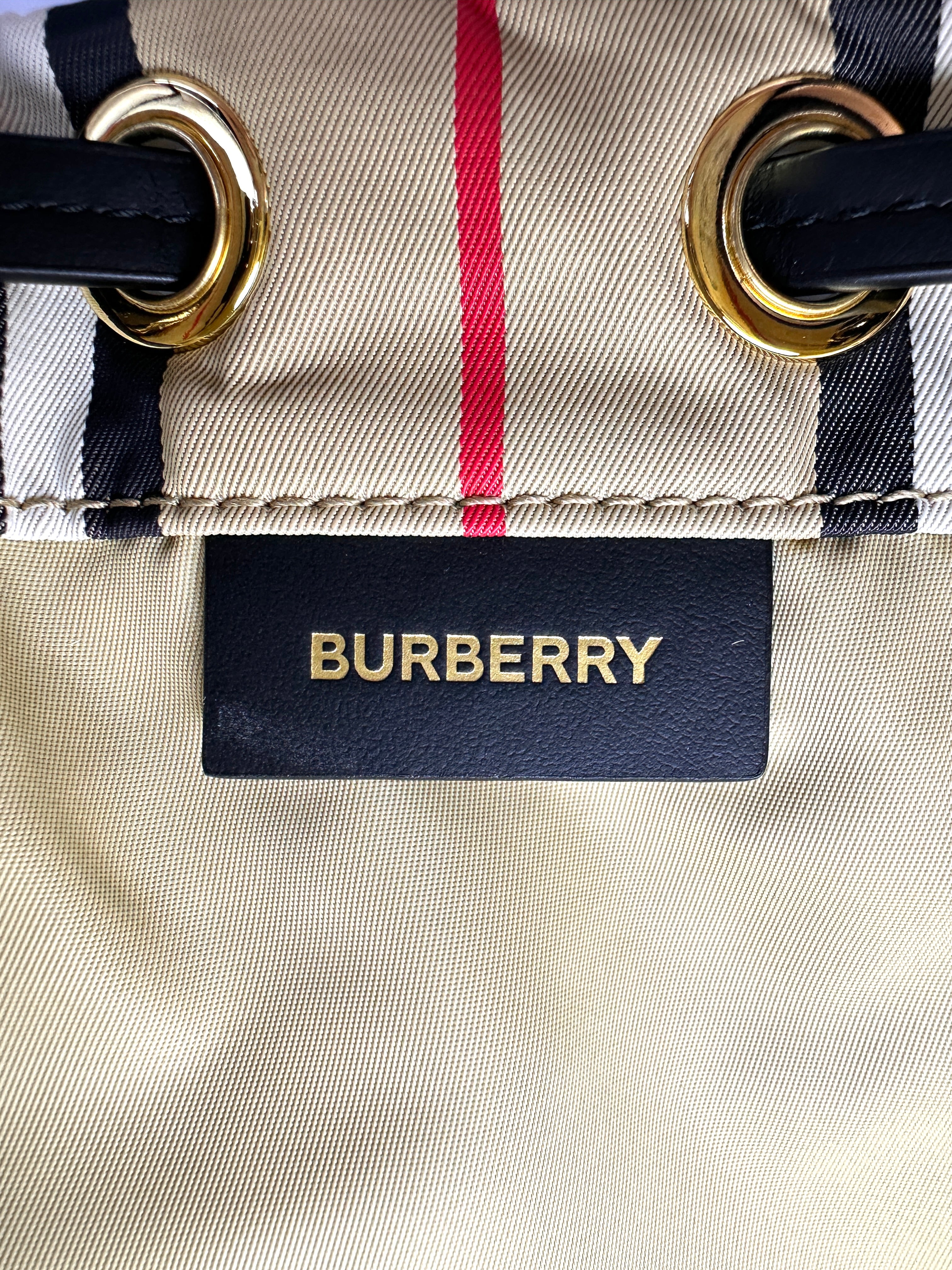 Burberry Check Nylon Drawstring Bucket Bag BR73