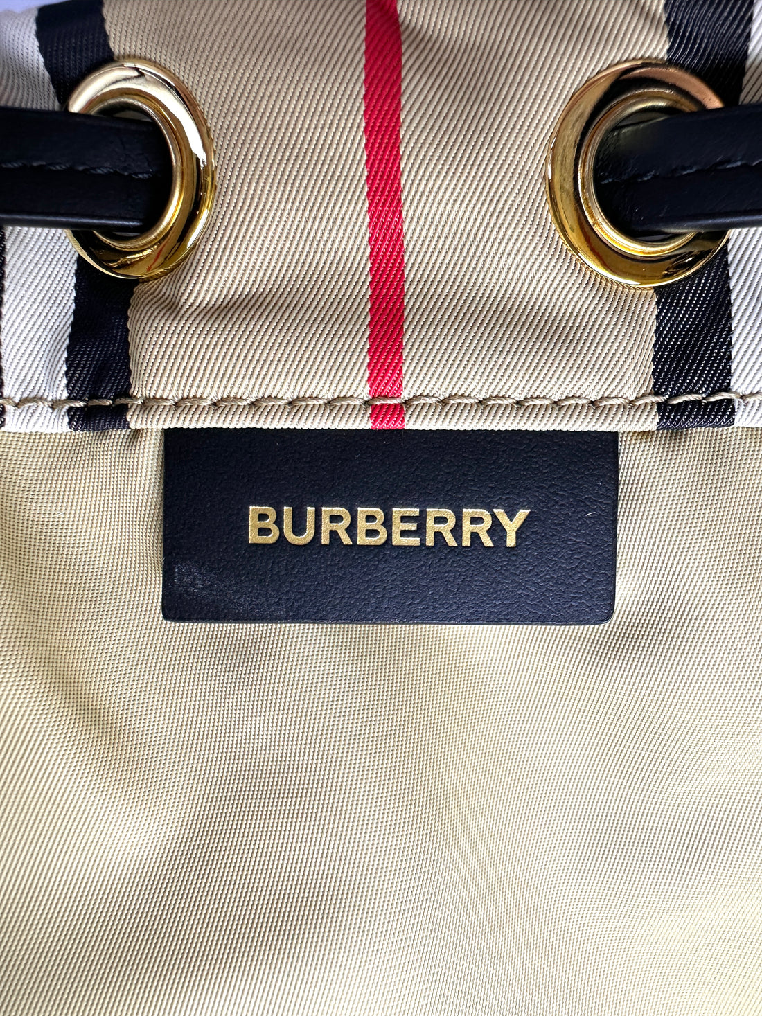 Burberry Check Nylon Drawstring Bucket Bag BR73