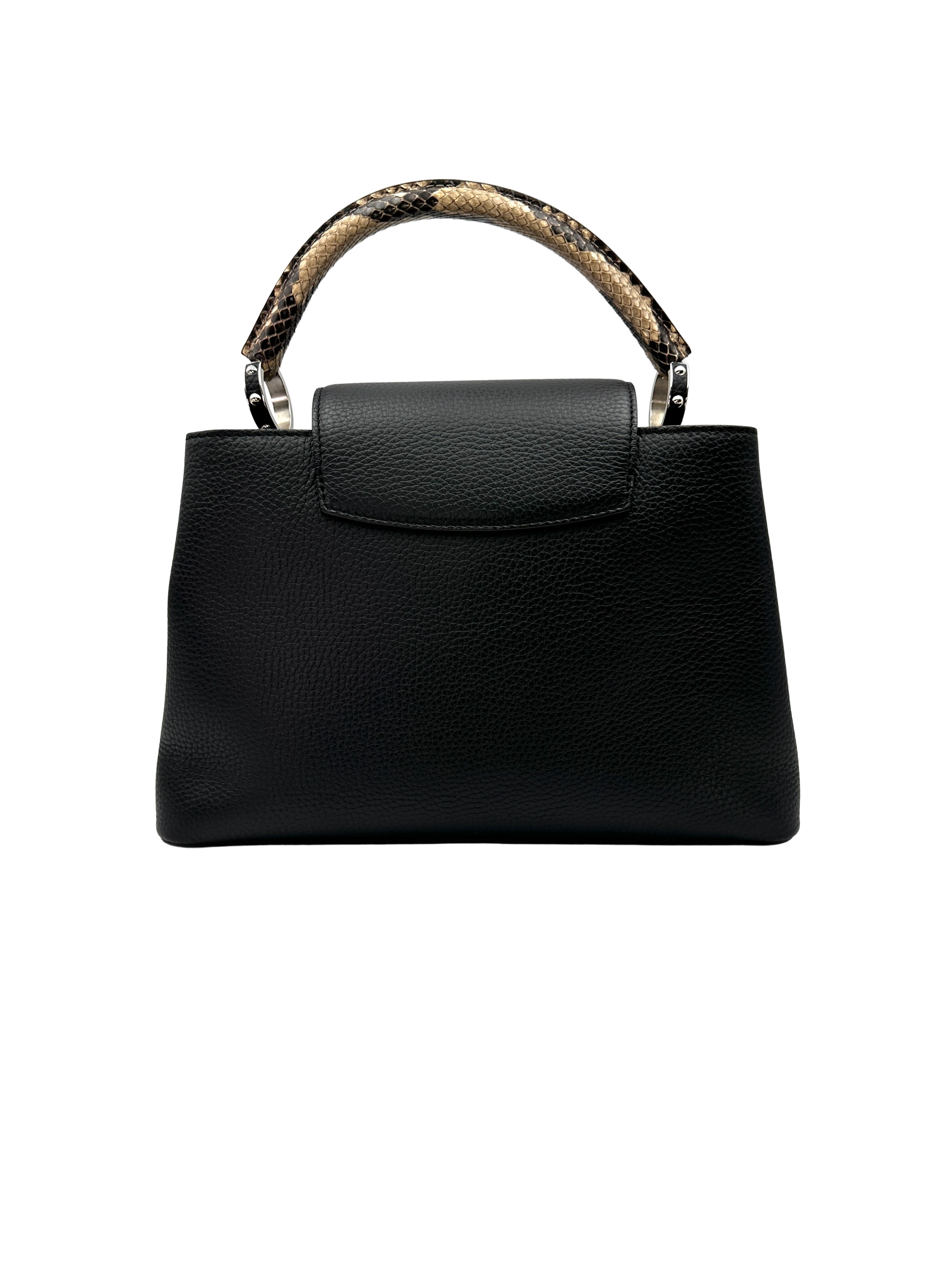 Louis Vuitton Capucines MM Black Taurillon Leather Python Handle Bag LV3138
