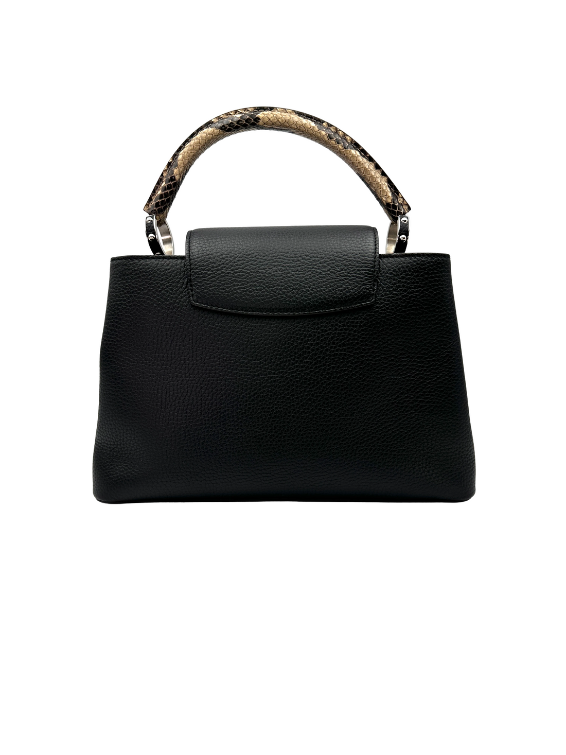 Louis Vuitton Capucines MM Black Taurillon Leather Python Handle Bag LV3138