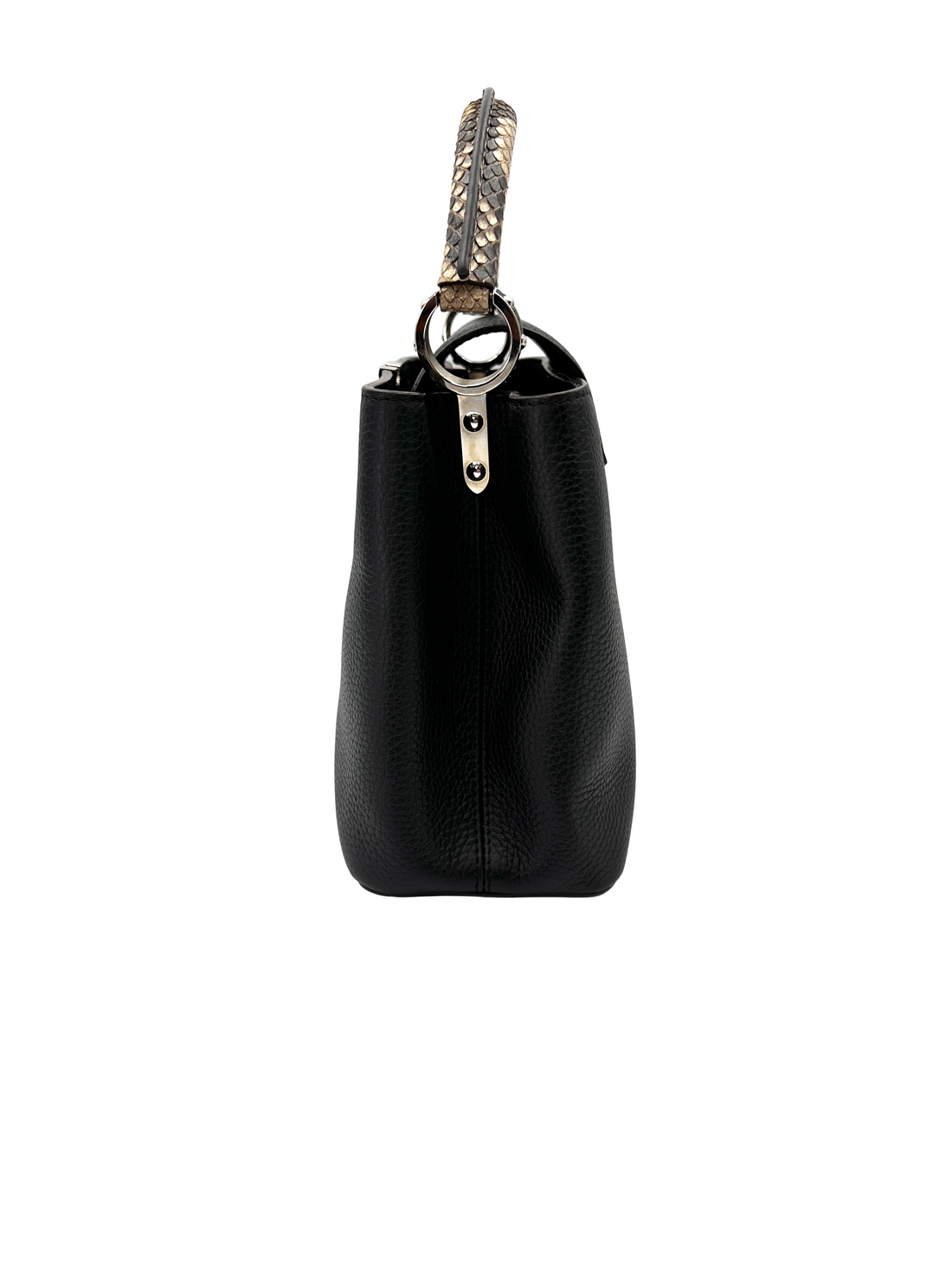 Louis Vuitton Capucines MM Black Taurillon Leather Python Handle Bag LV3138