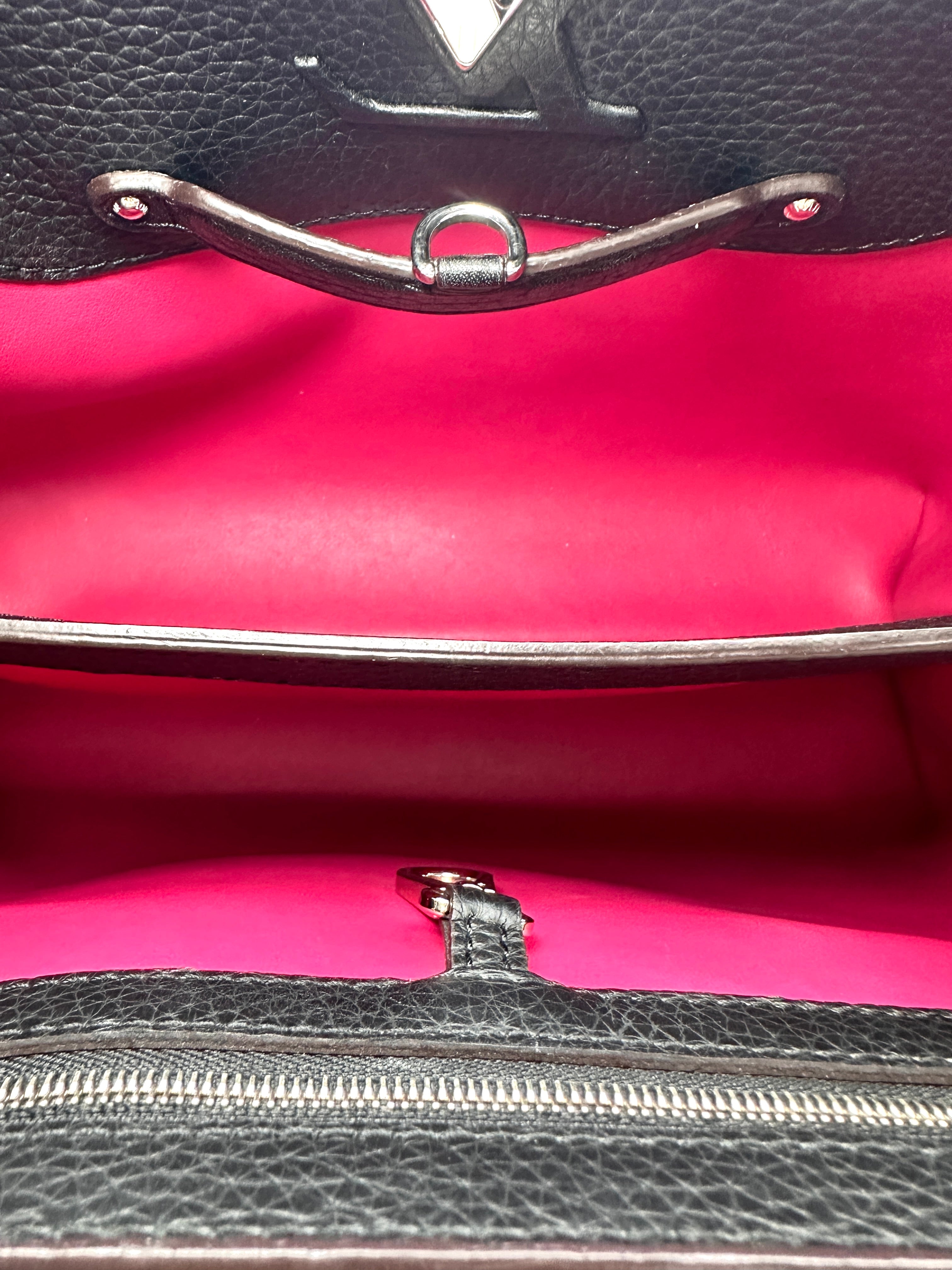 Louis Vuitton Capucines MM Black Taurillon Leather Python Handle Bag LV3138