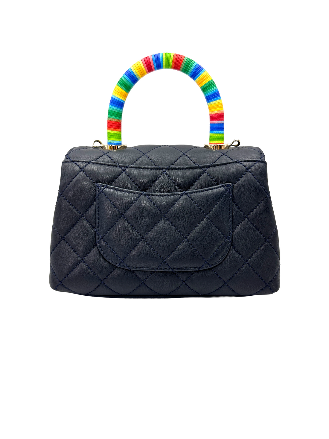 Chanel CoCo Handle Black Quilted Leather Rainbow Handle Shoulder Bag(31***57) CC2306