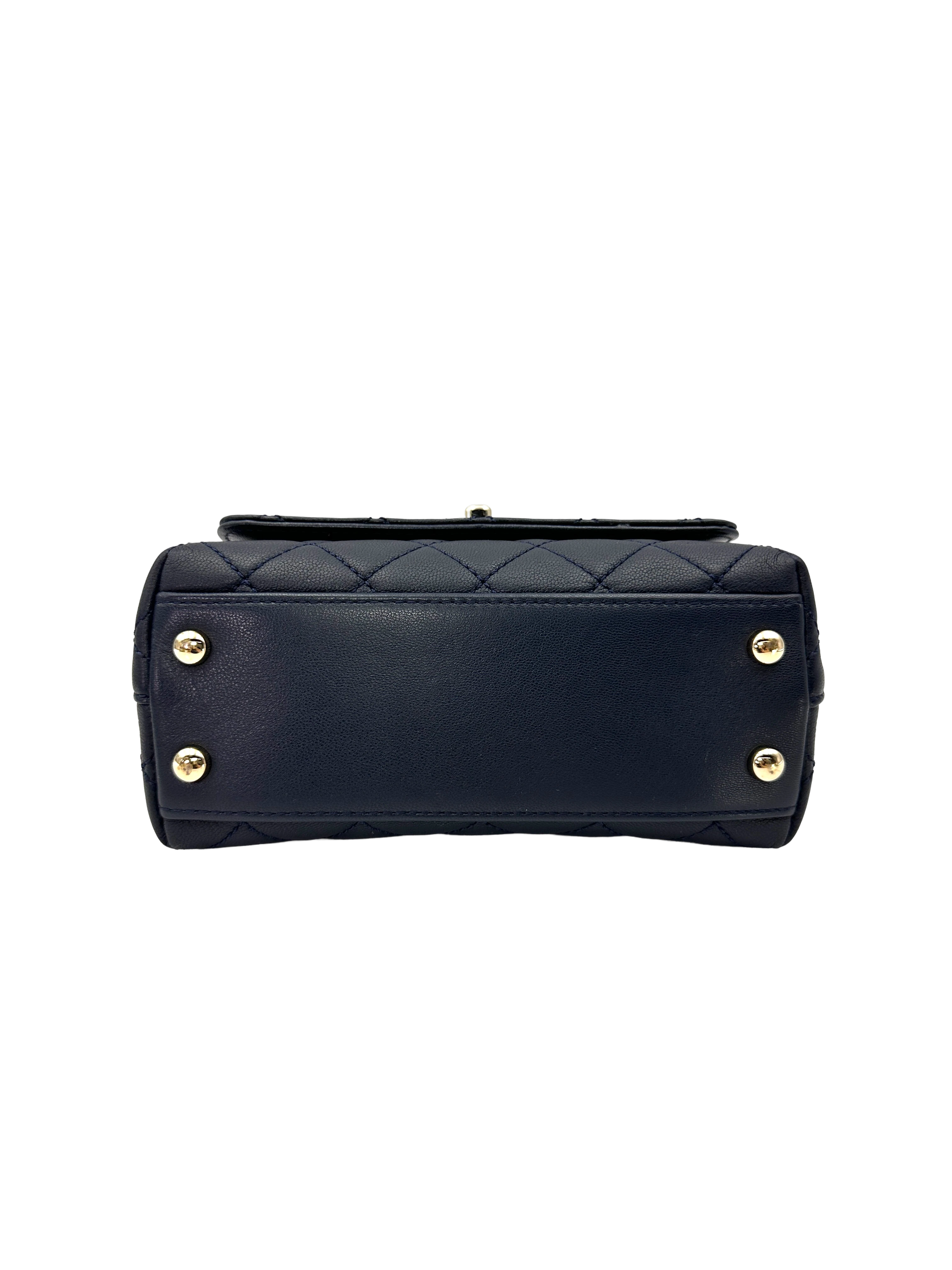 Chanel CoCo Handle Black Quilted Leather Rainbow Handle Shoulder Bag(31***57) CC2306