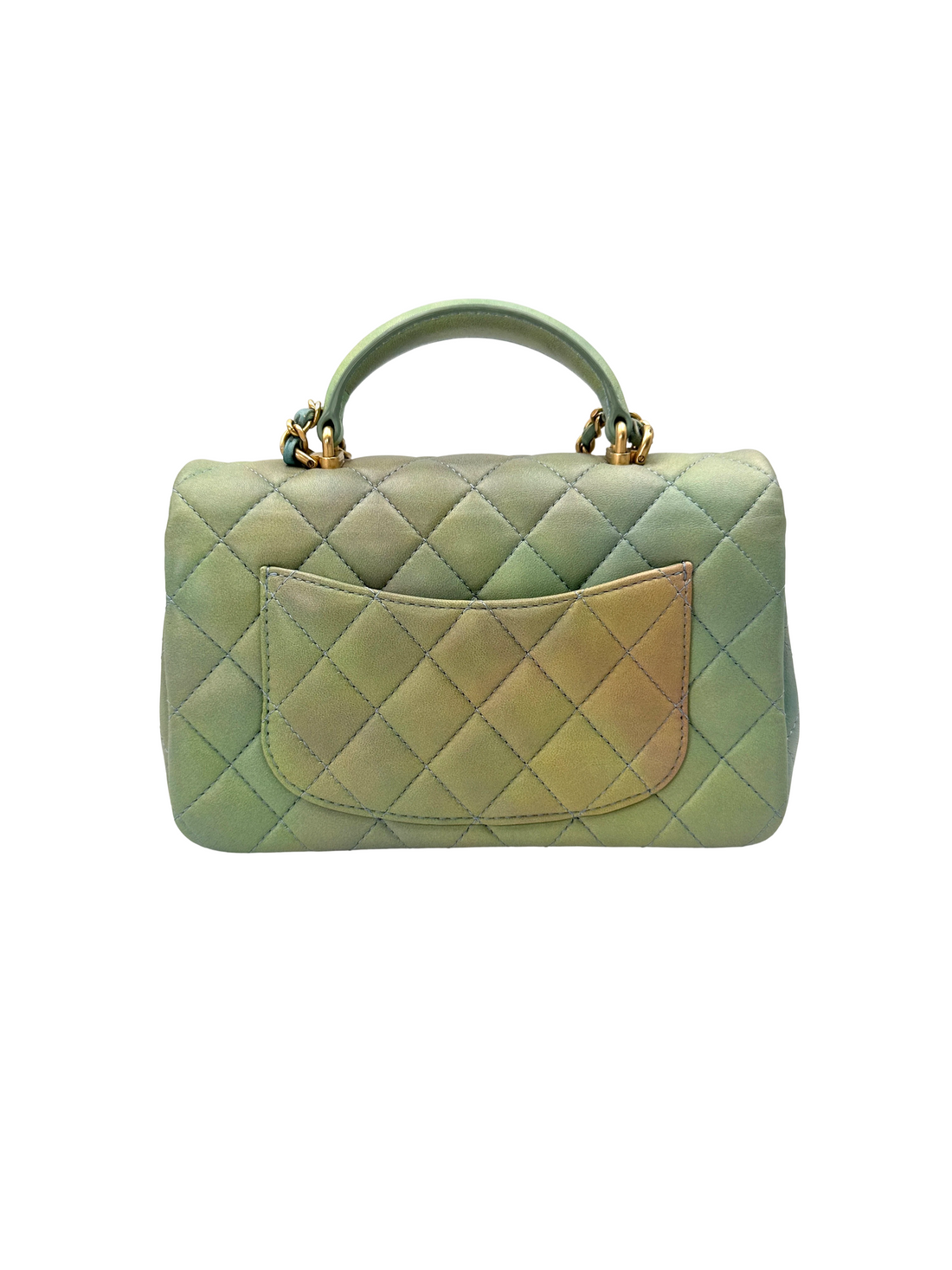 Chanel 22P Classic Flap Ombre Green Leather Top Handle Bag Shoulder Bag(N3***JH) CC2312