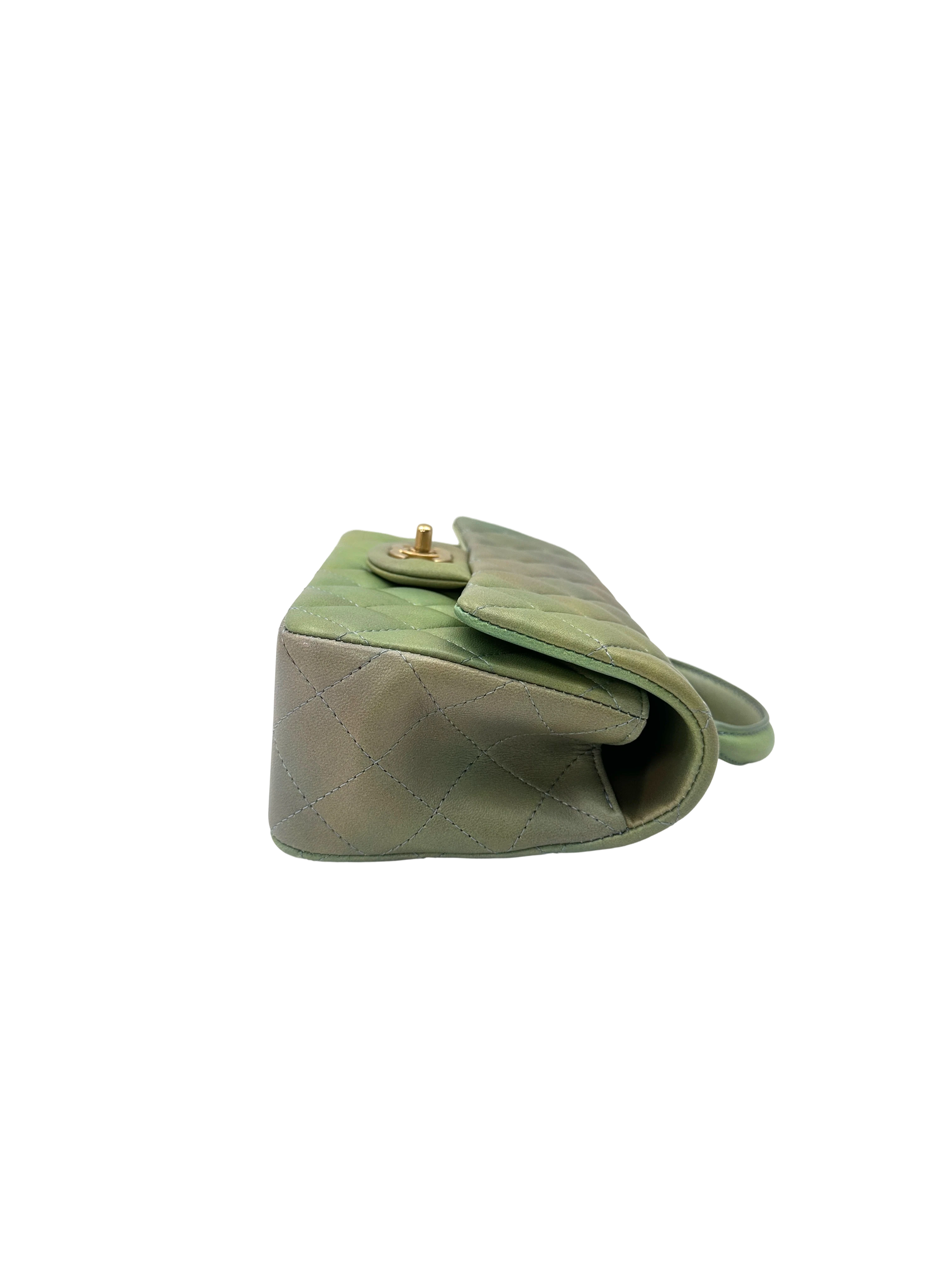 Chanel 22P Classic Flap Ombre Green Leather Top Handle Bag Shoulder Bag(N3***JH) CC2312