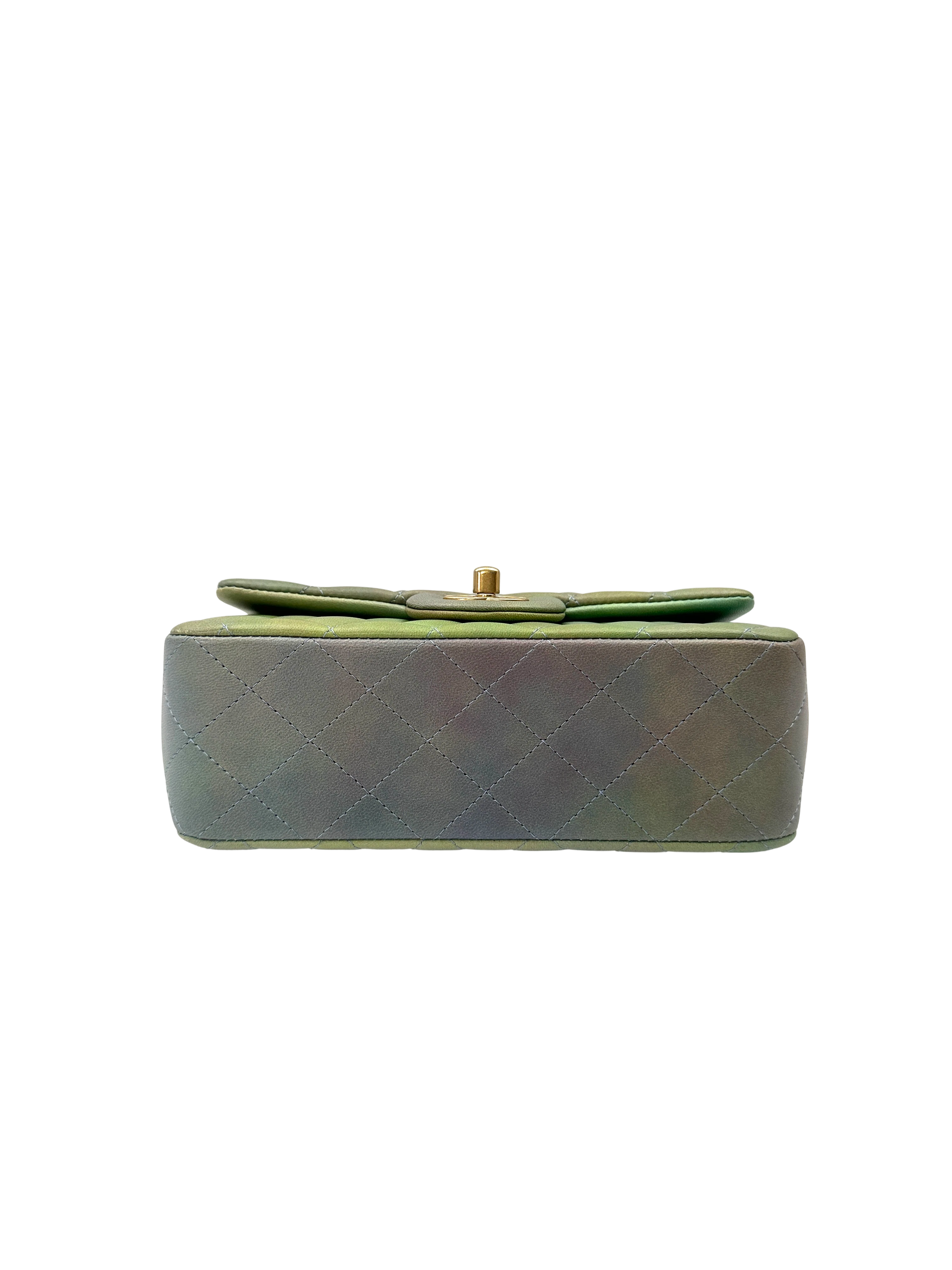Chanel 22P Classic Flap Ombre Green Leather Top Handle Bag Shoulder Bag(N3***JH) CC2312