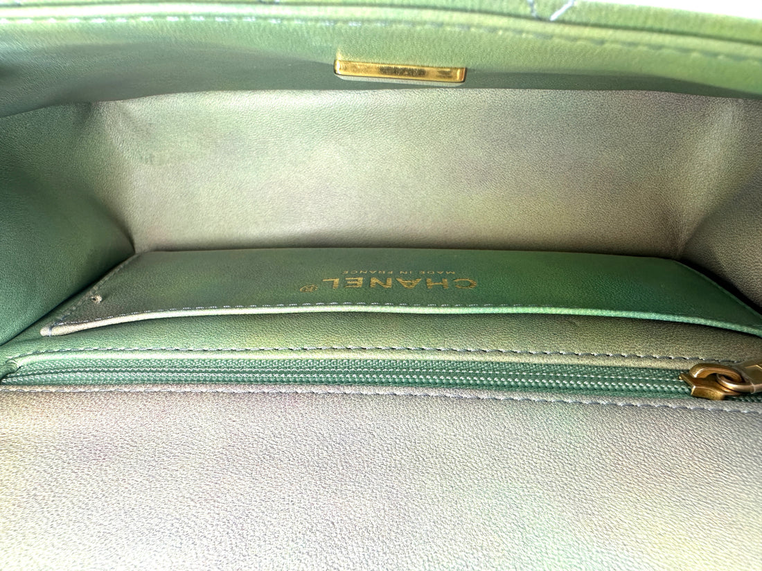 Chanel 22P Classic Flap Ombre Green Leather Top Handle Bag Shoulder Bag(N3***JH) CC2312