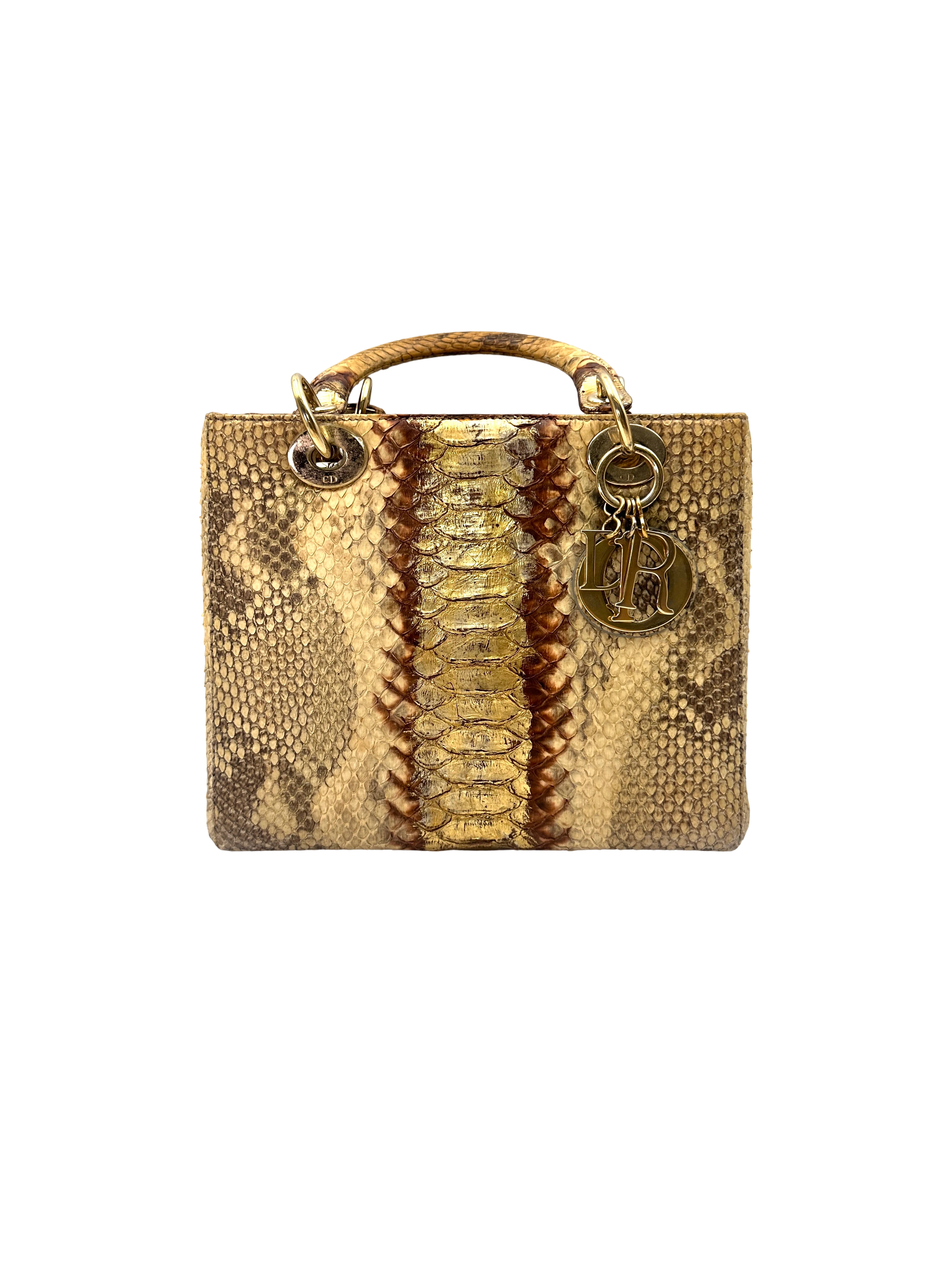 Christian Dior Lady Dior Python Leather Handle Bag DR835