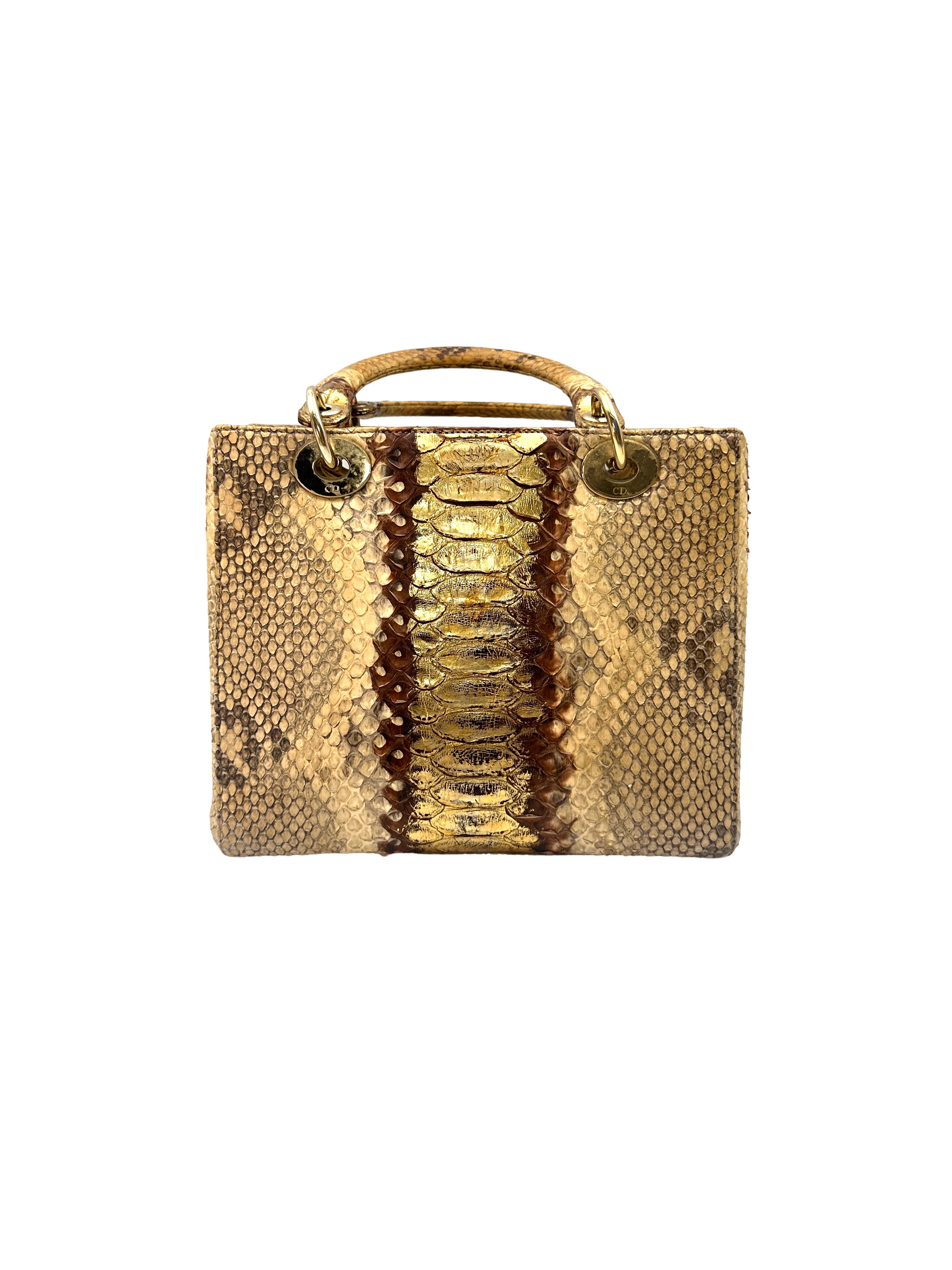 Christian Dior Lady Dior Python Leather Handle Bag DR835