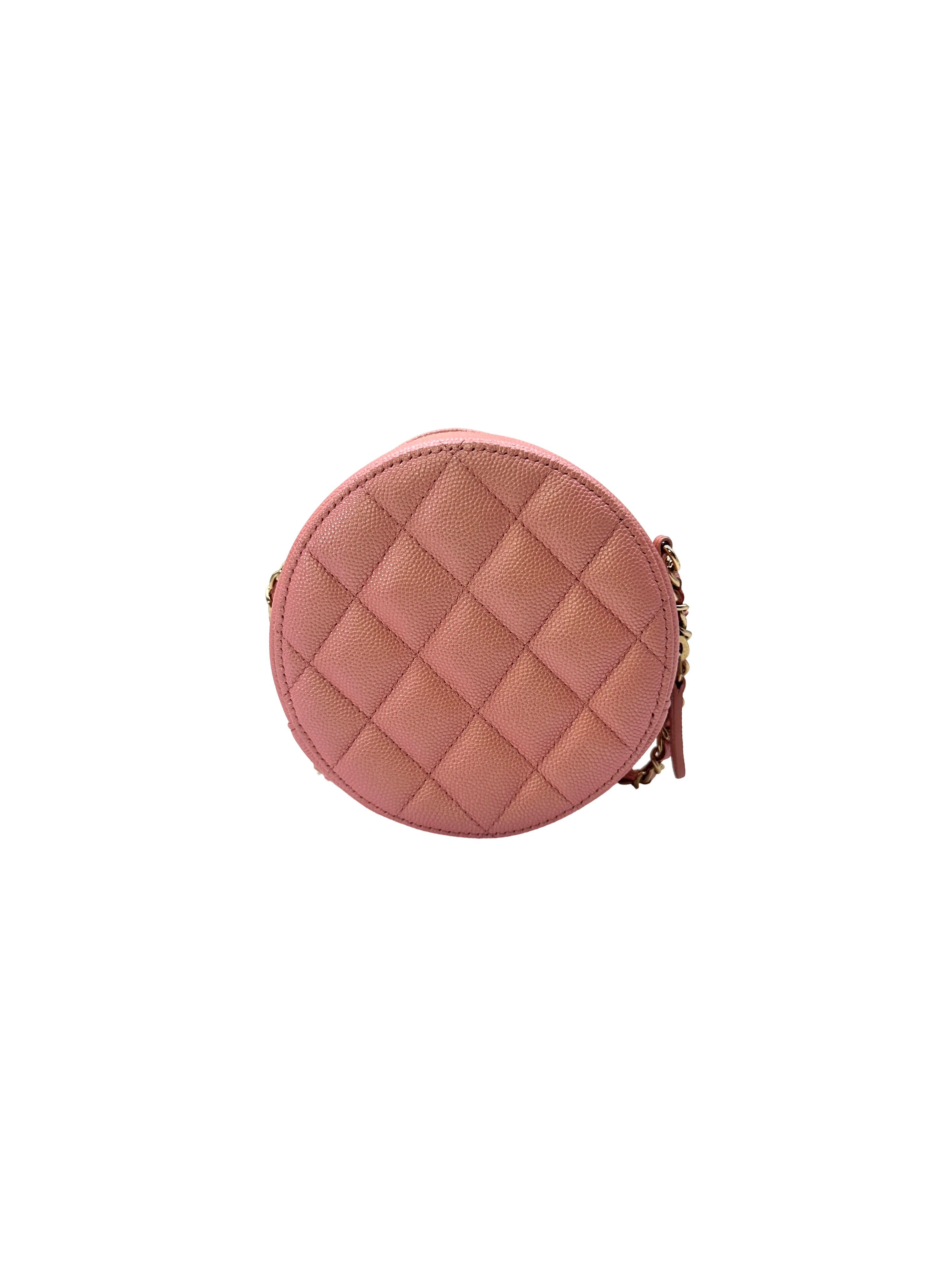 Chanel Iridescent Pink Quilted Leather Round Clutch(27***06) CC2313