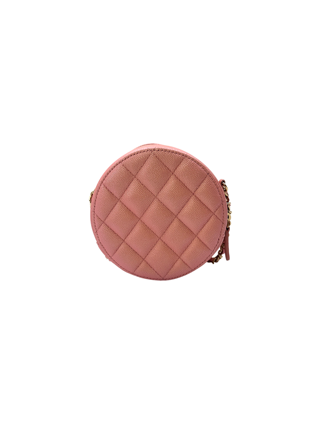 Chanel Iridescent Pink Quilted Leather Round Clutch(27***06) CC2313