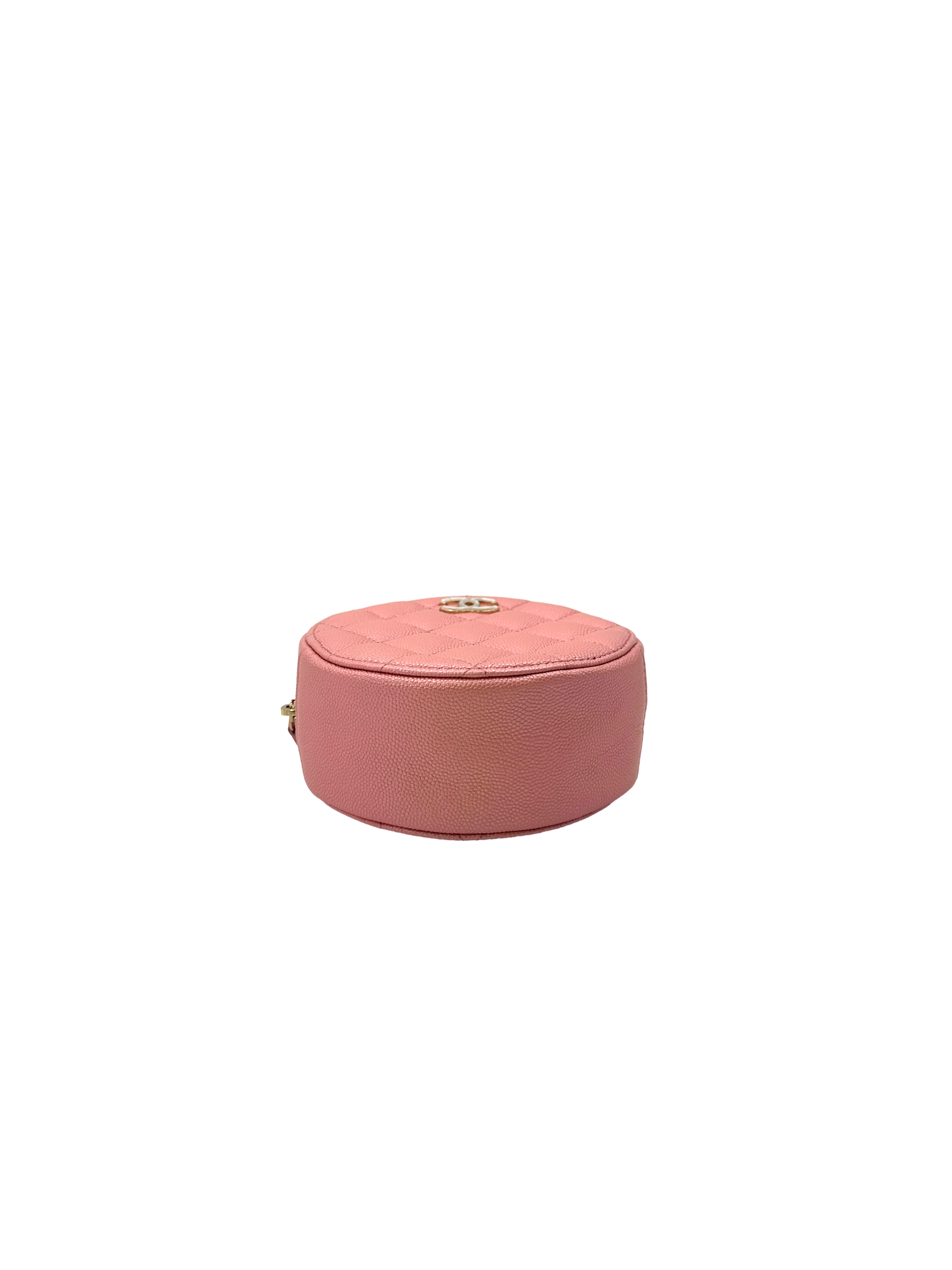 Chanel Iridescent Pink Quilted Leather Round Clutch(27***06) CC2313