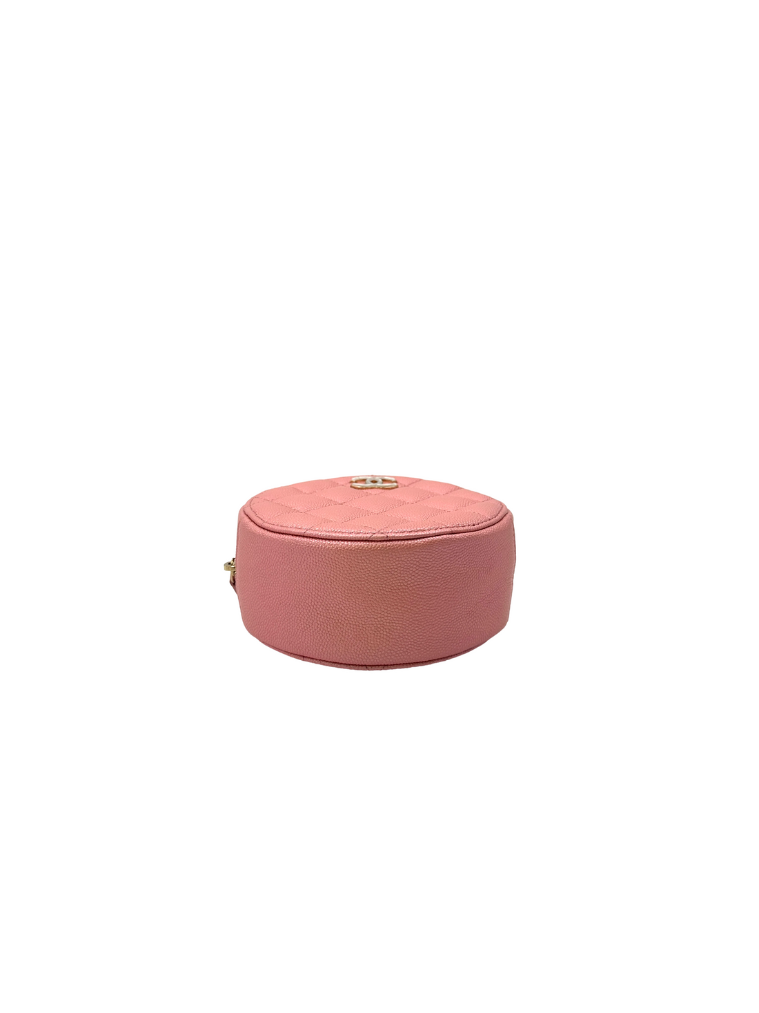 Chanel Iridescent Pink Quilted Leather Round Clutch(27***06) CC2313