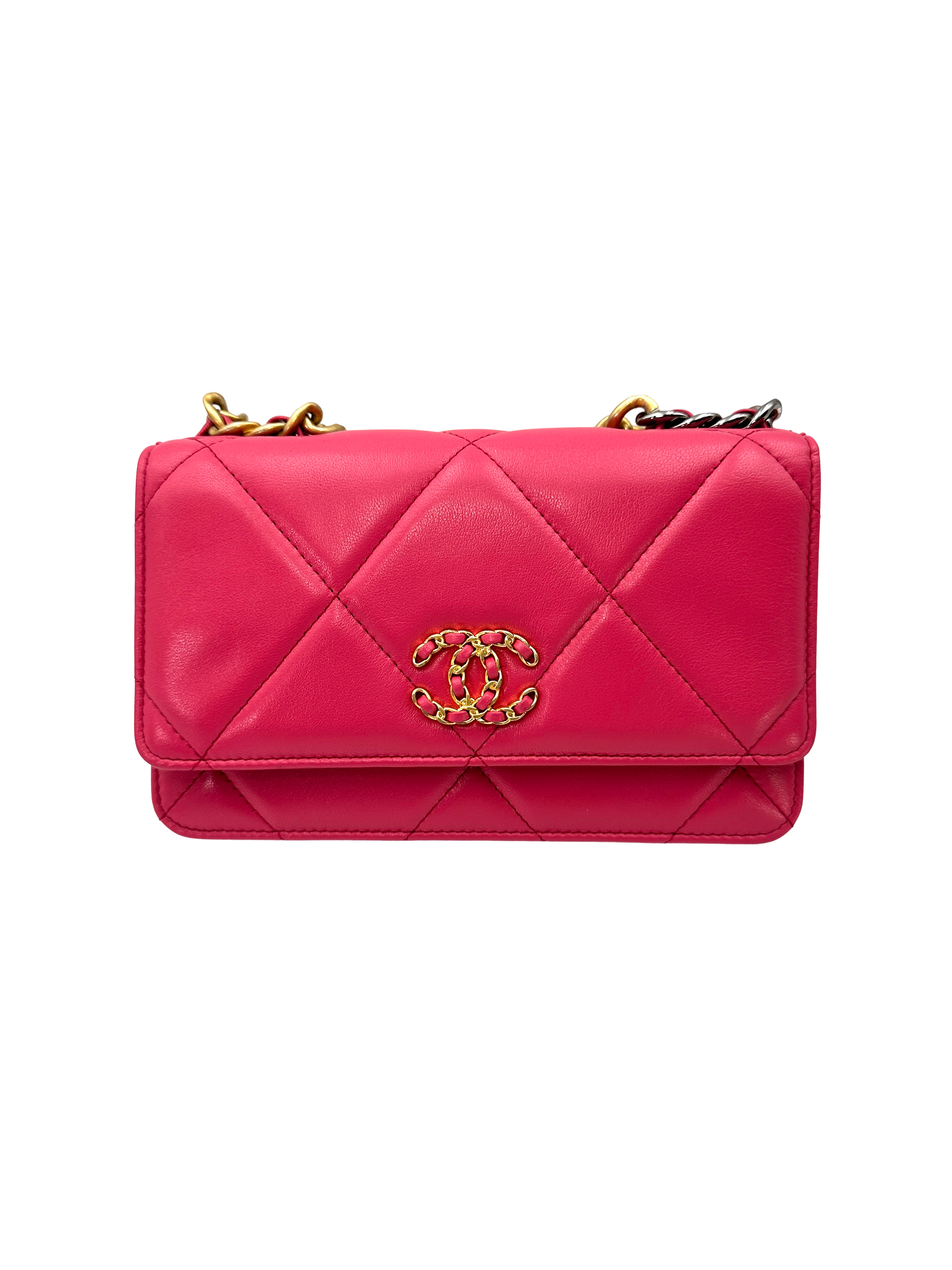 Chanel 19Bag Pink Quilted Leather Wallet On Chain(29***55) CC2314