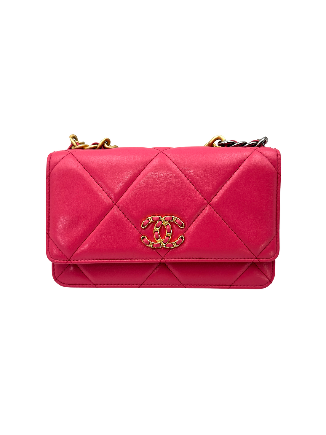 Chanel 19Bag Pink Quilted Leather Wallet On Chain(29***55) CC2314