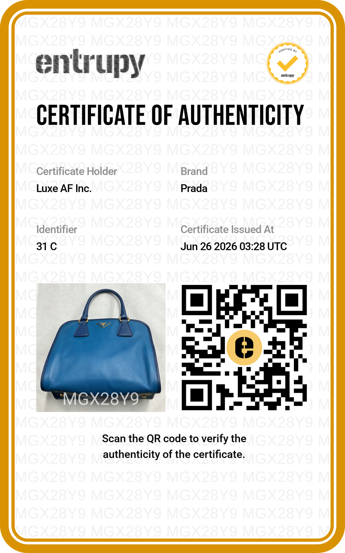 Prada Blue Saffiano Leather Handle Bag PR516