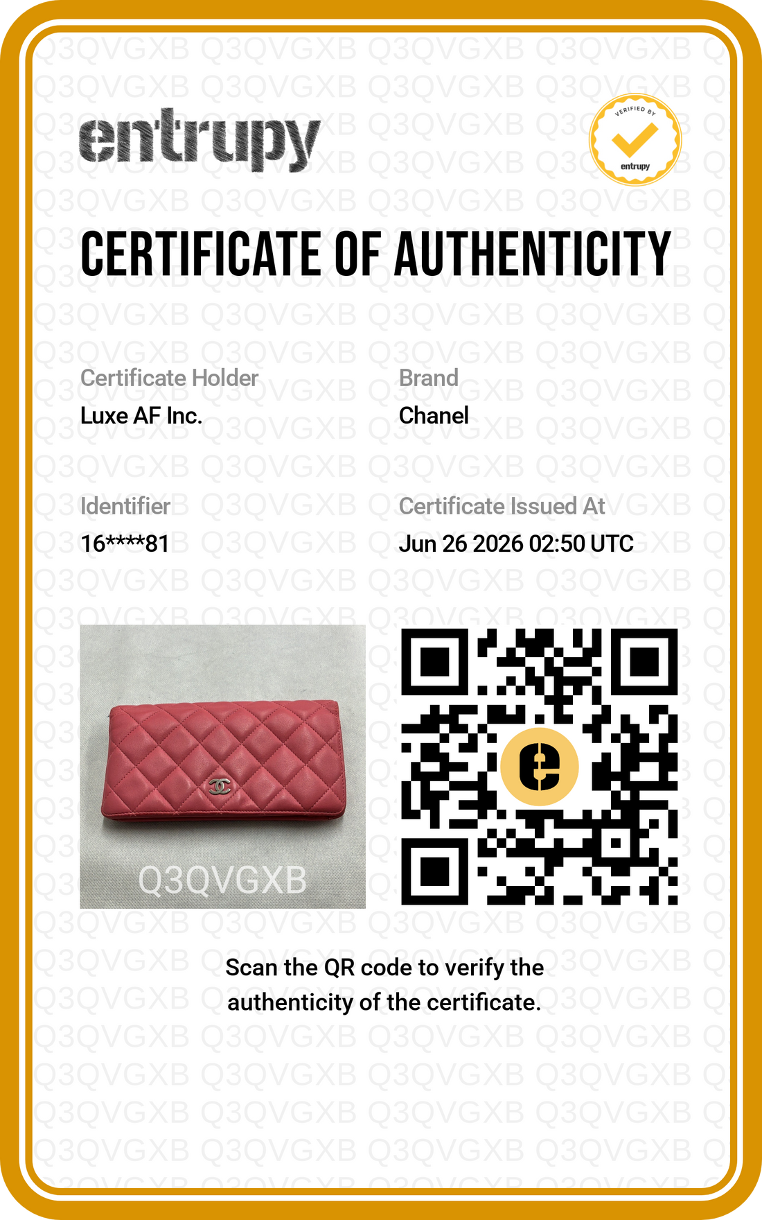 Chanel Pink Quilted Leather Long Wallet(16***81) CC2308