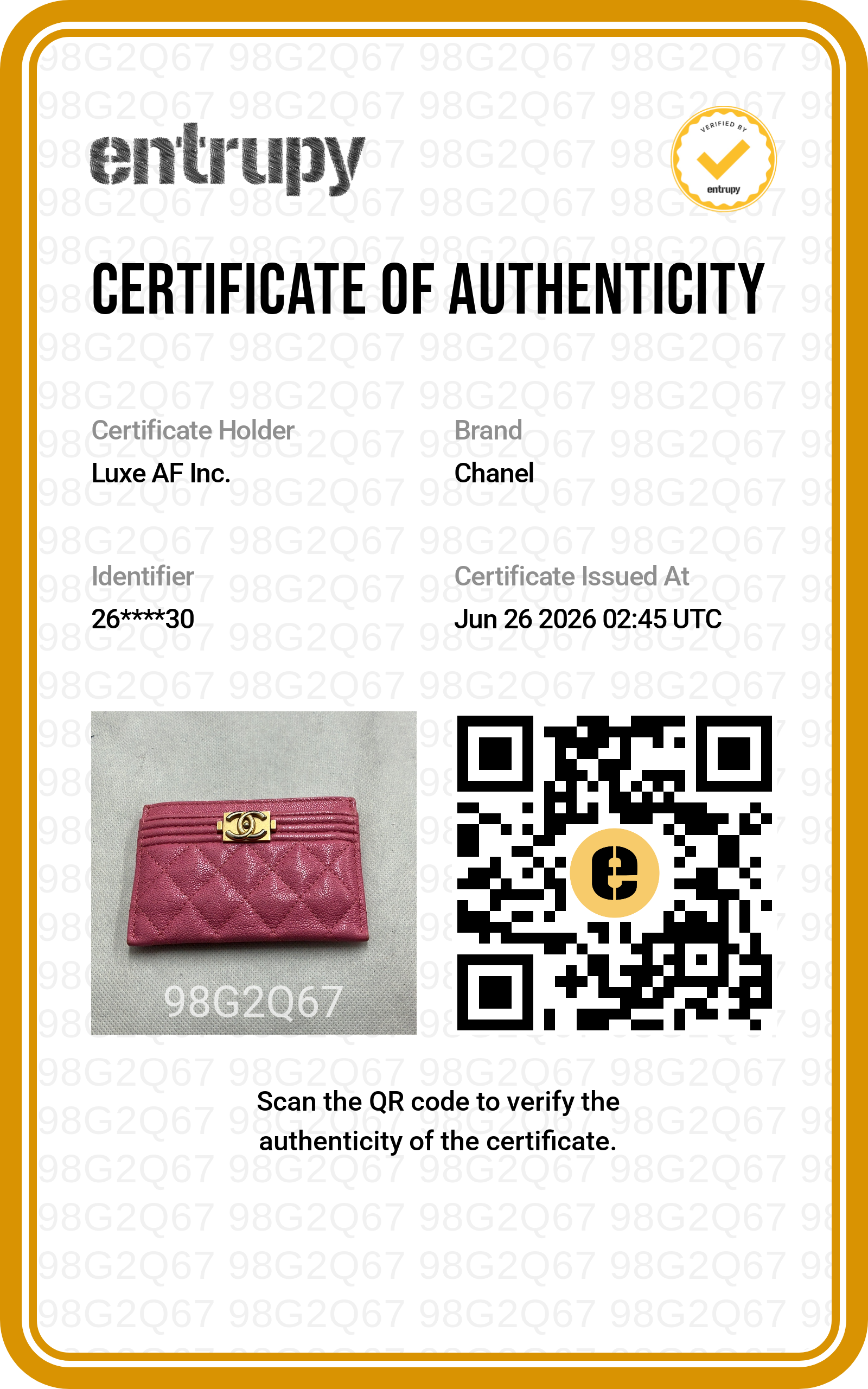 Chanel LeBoy Purple Quilted Leather Wallet(26***30) CC2303