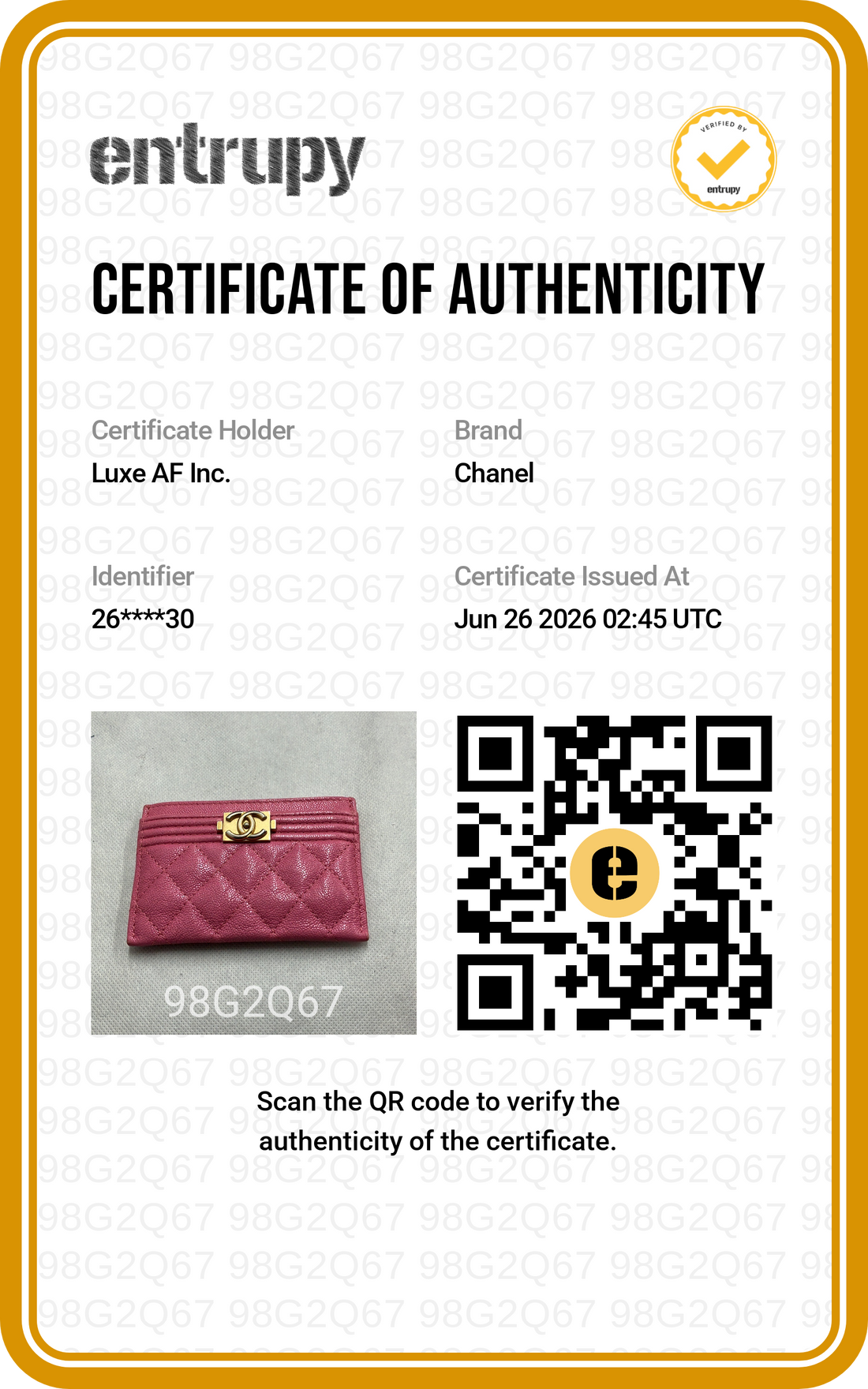 Chanel LeBoy Purple Quilted Leather Wallet(26***30) CC2303