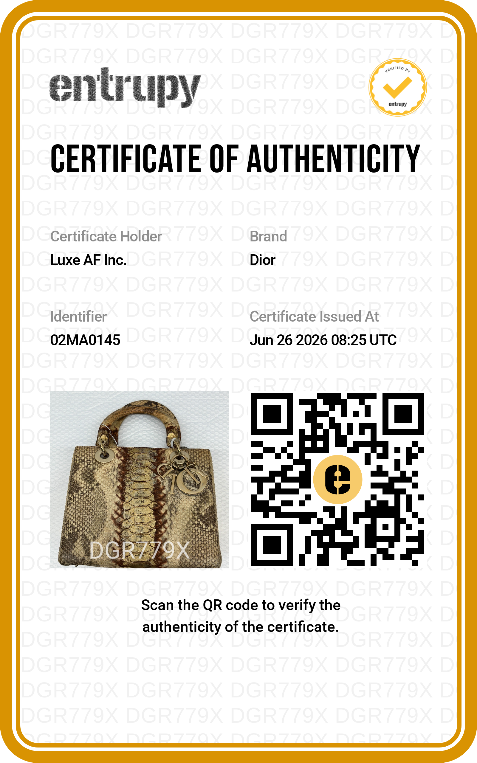 Christian Dior Lady Dior Python Leather Handle Bag DR835
