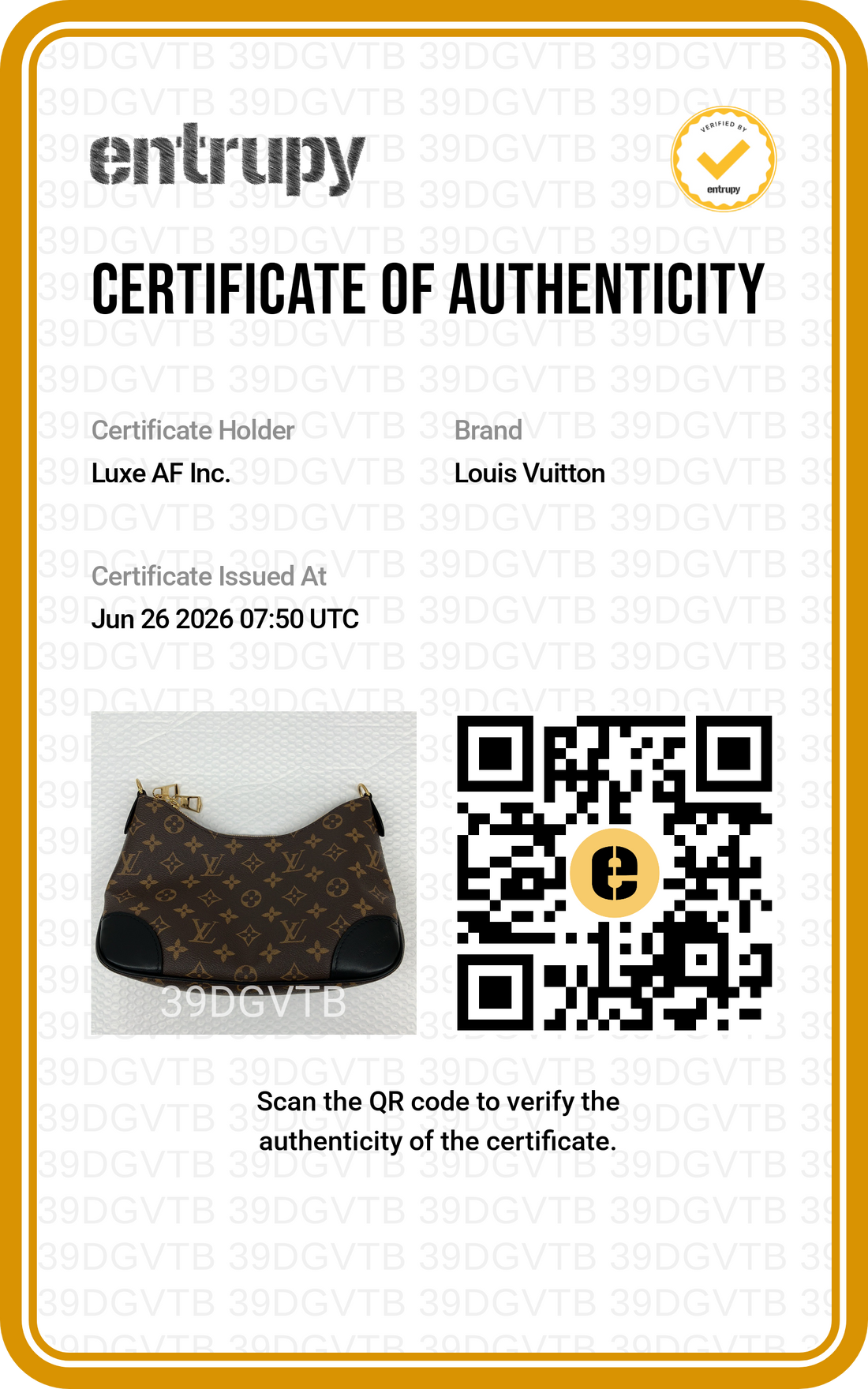 Louis Vuitton Bunlogne Monogram Canvas Shoulder Bag With Black Cowhide Leather Trim LV3173