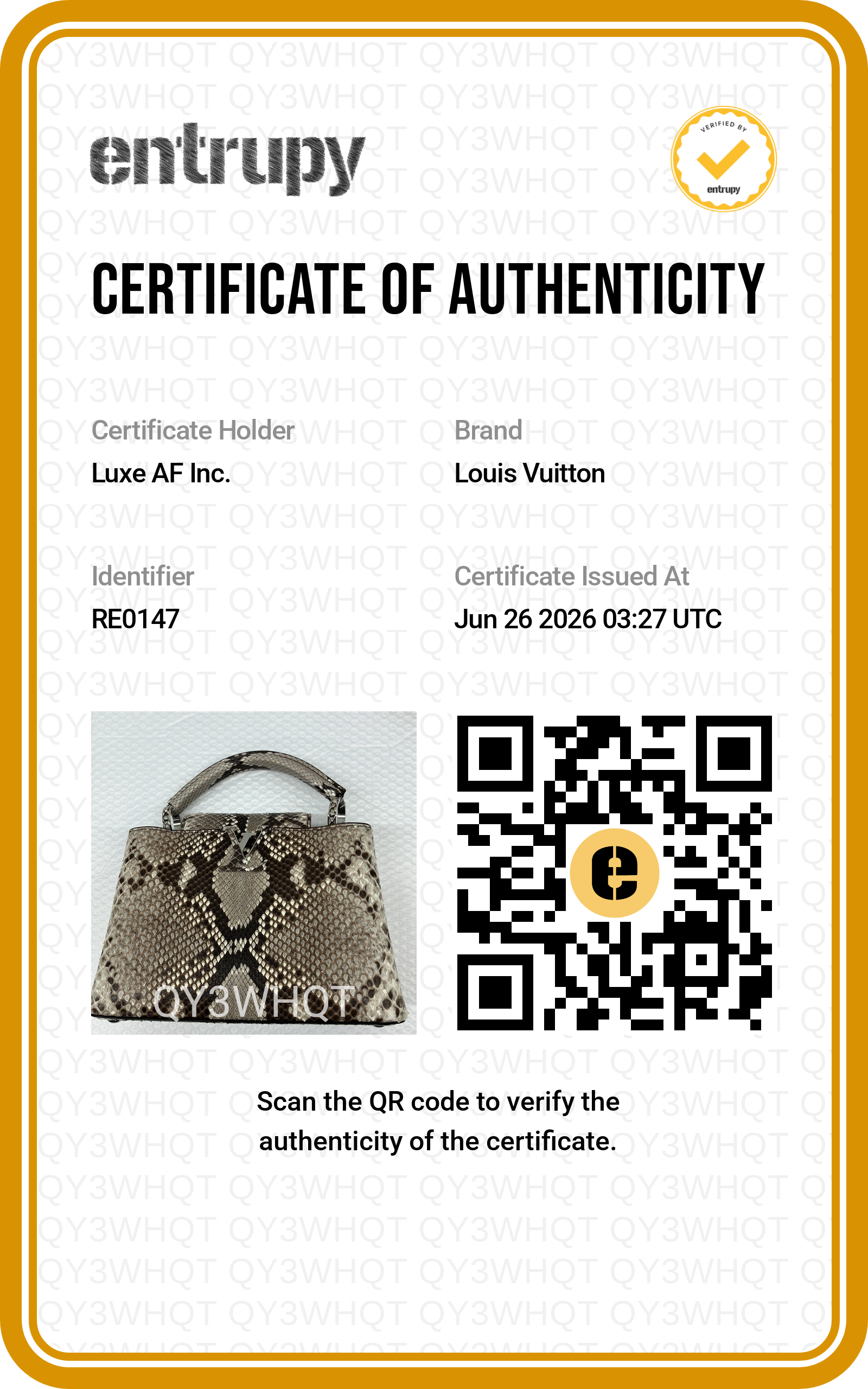 Louis Vuitton Capucines BB Python Leather Handle Bag LV3137
