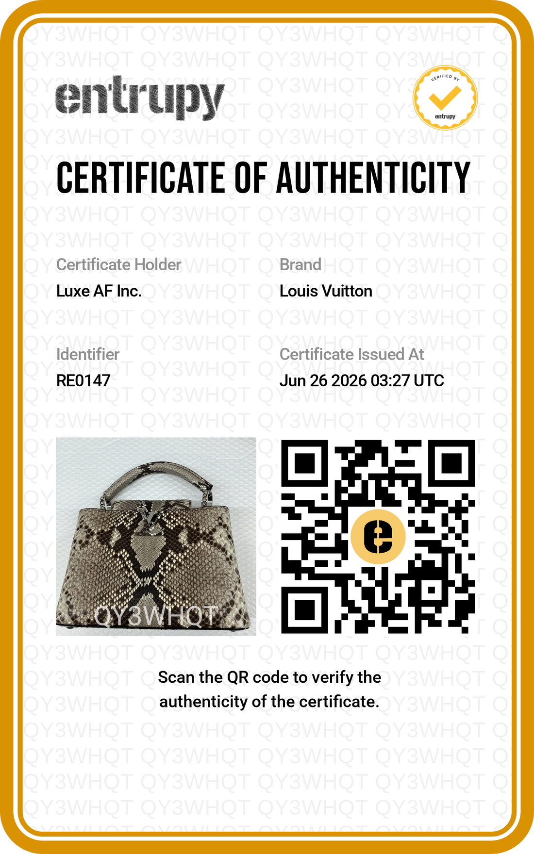 Louis Vuitton Capucines BB Python Leather Handle Bag LV3137