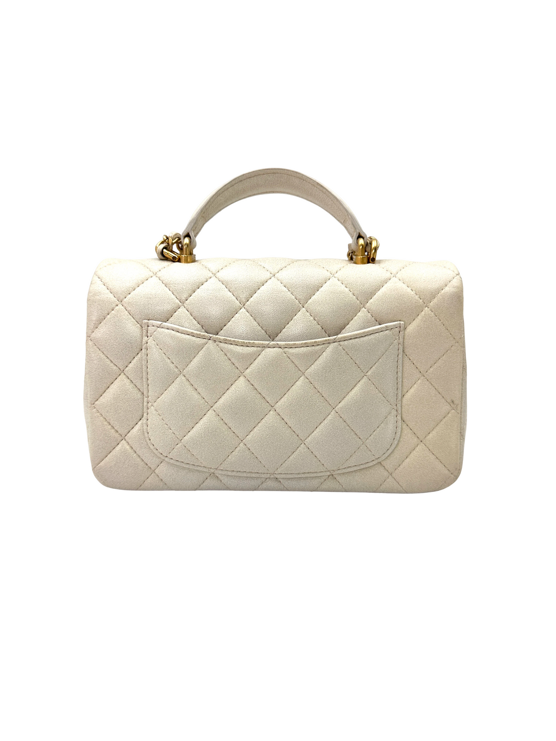 Chanel 21S Classic Flap White Quilted Lambskin Top Handle Bag(31***15) IRIS255