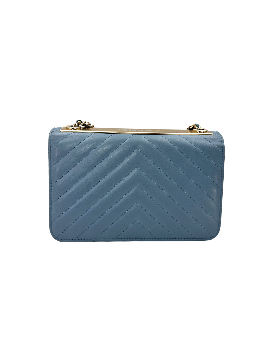 Chanel Trendy CC Blue Chevron Quilted Leather Wallet On Chain(25***45) CC2324