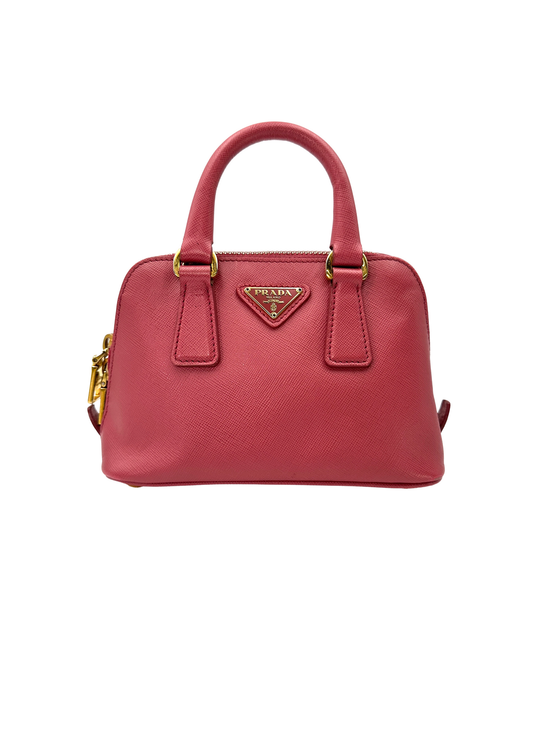 Prada Promenade Pink Saffiano Leather Mini Handle Bag PR518