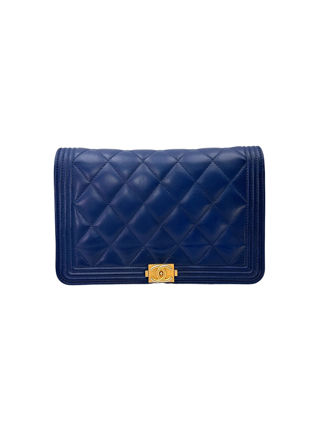 Chanel Navy Quilted Leather Wallet On Chain(25***77) CC2321
