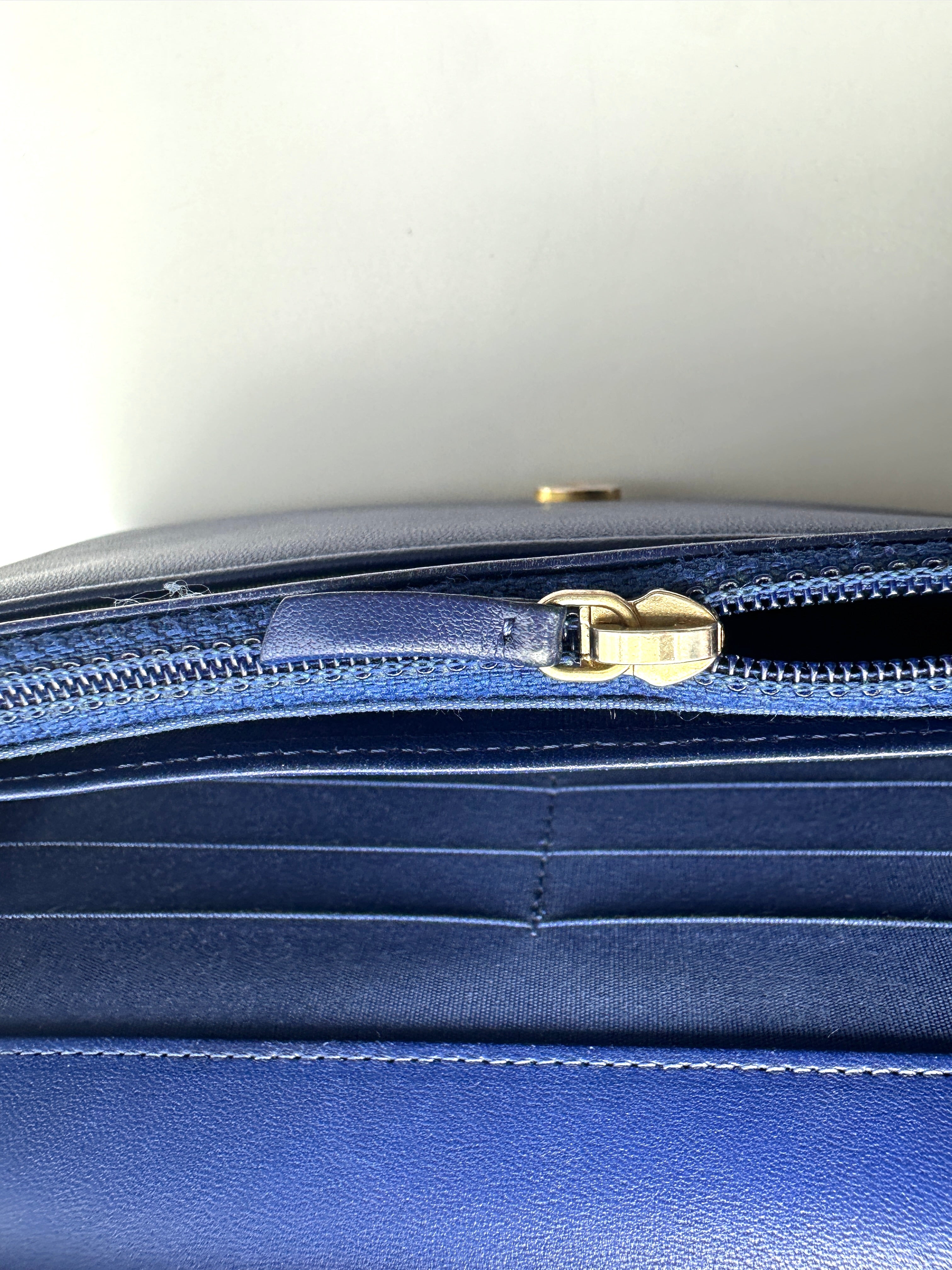 Chanel Navy Quilted Leather Wallet On Chain(25***77) CC2321