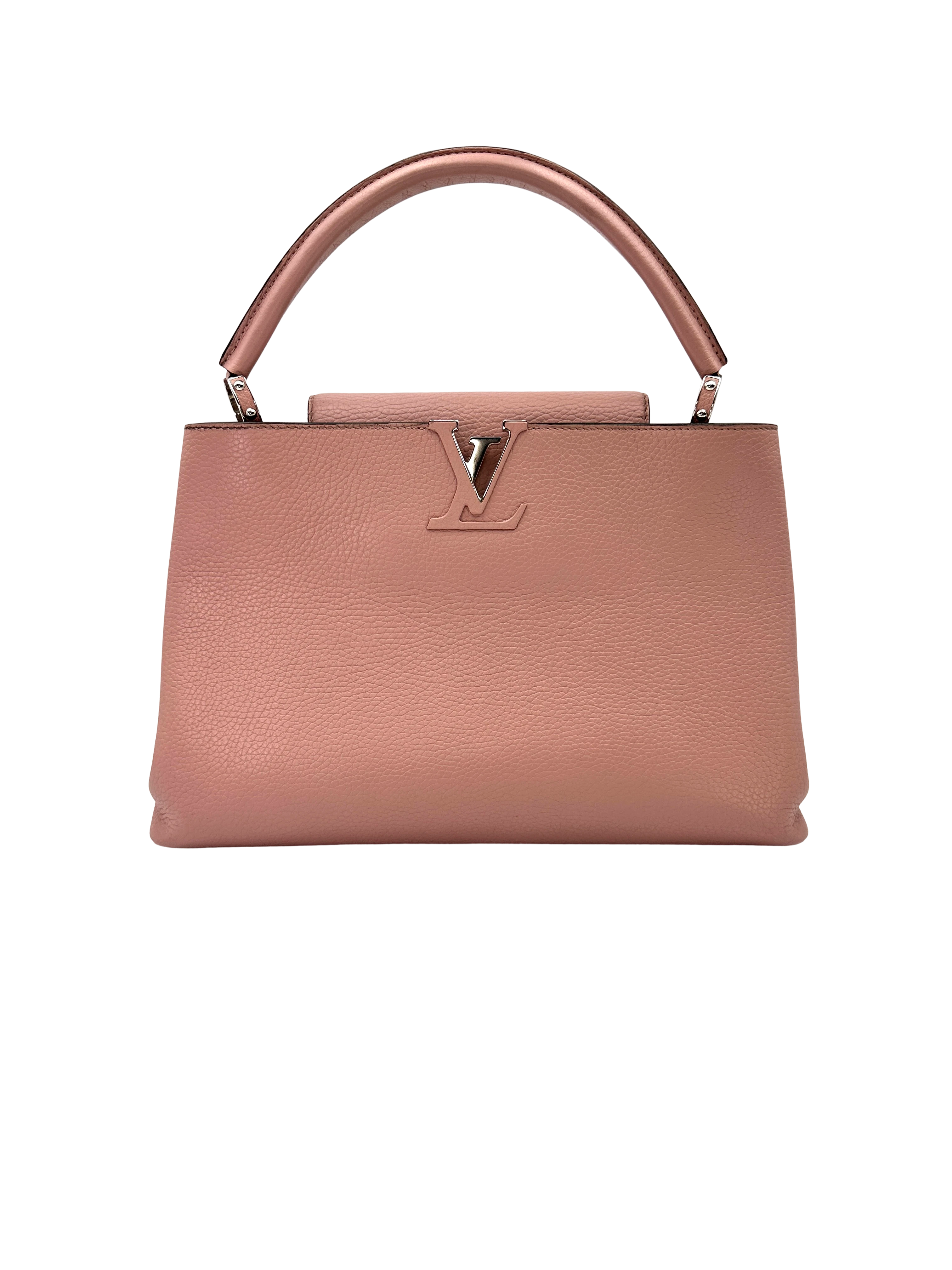 Louis Vuitton Capucines GM Pink Taurillon Leather Handle Bag LV3145