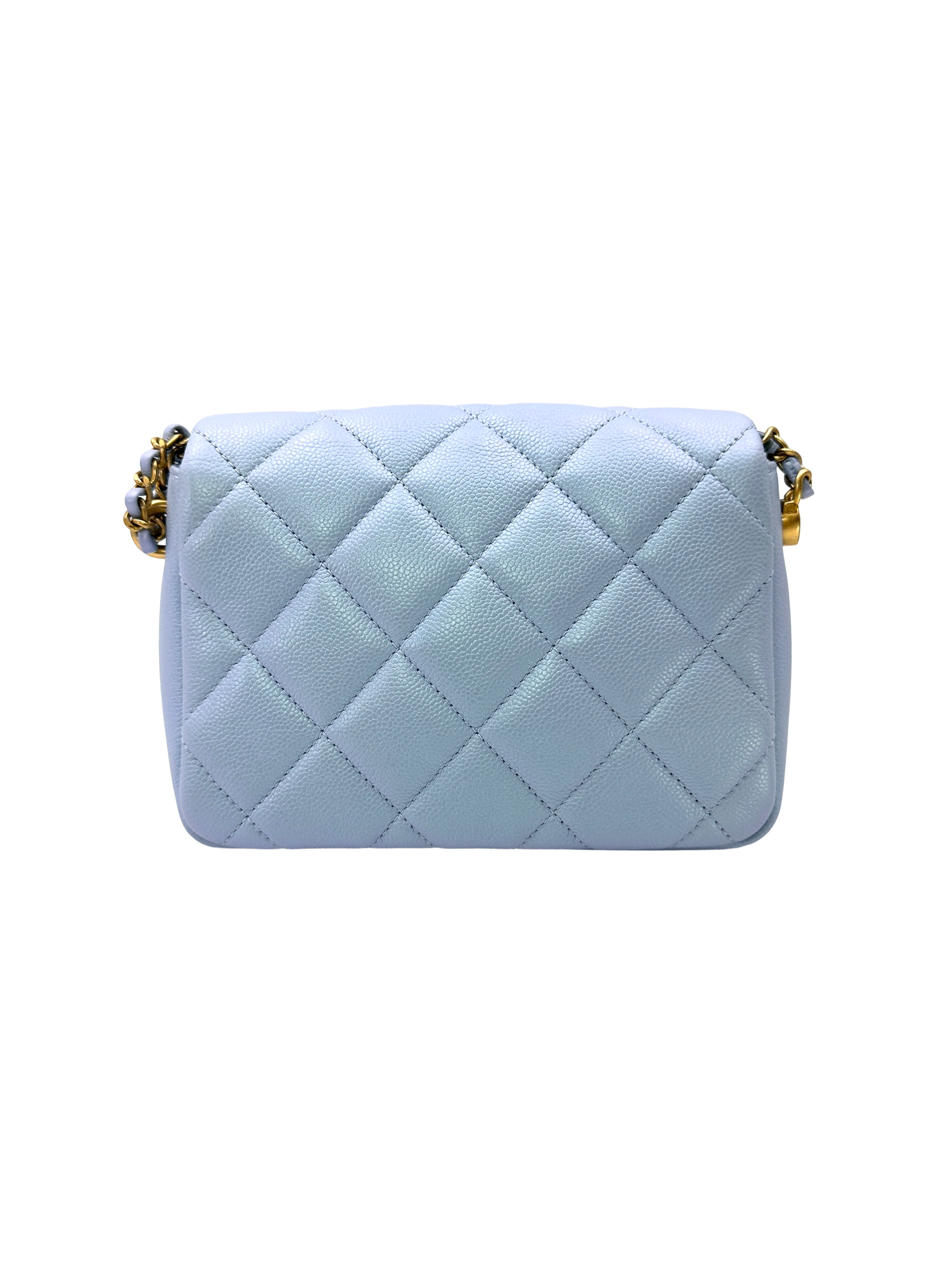 Chanel Classic Flap Iridescent Blue Quilted Leather Mini Flap Bag(C9***4G) CC2325