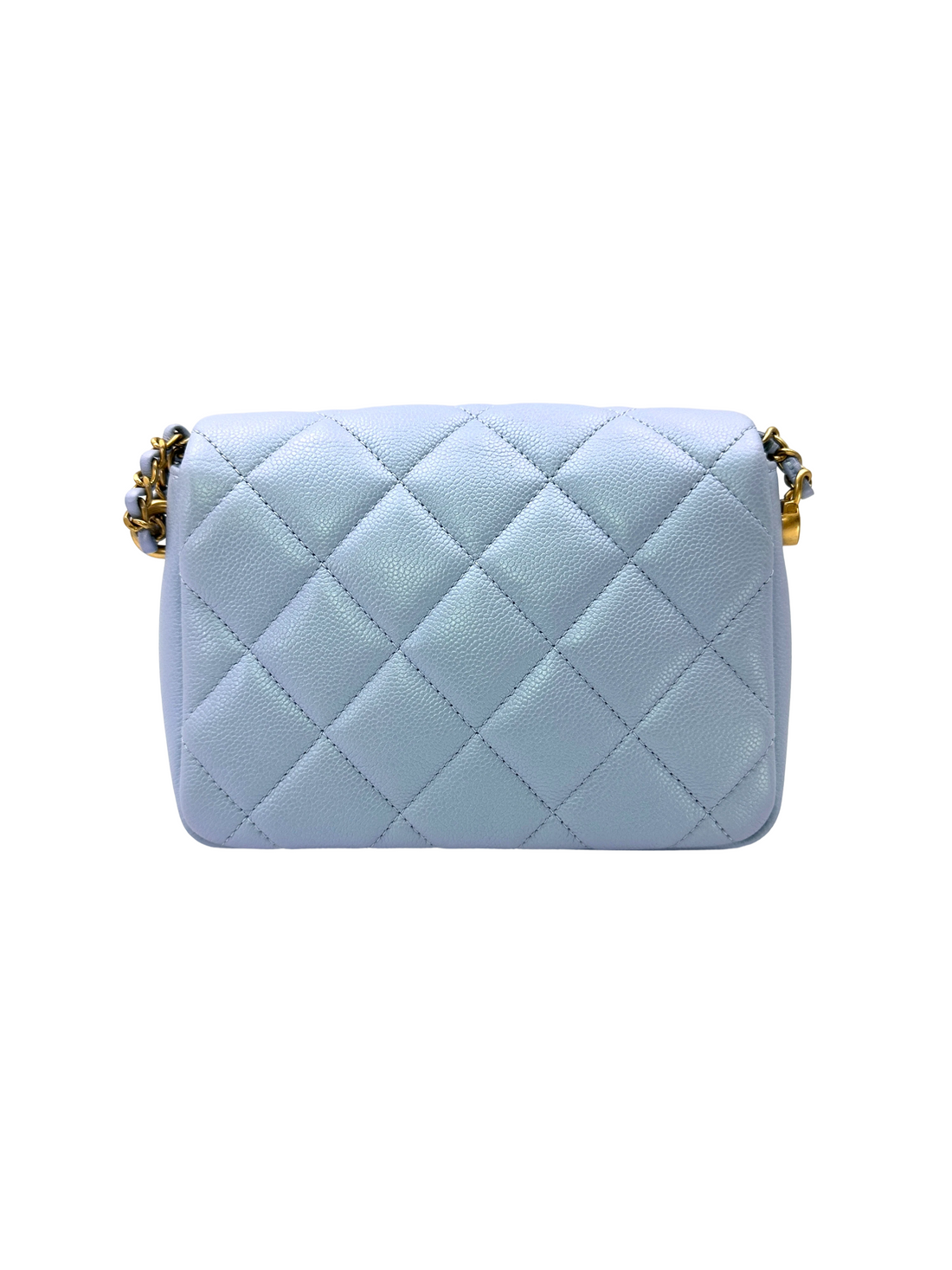 Chanel Classic Flap Iridescent Blue Quilted Leather Mini Flap Bag(C9***4G) CC2325