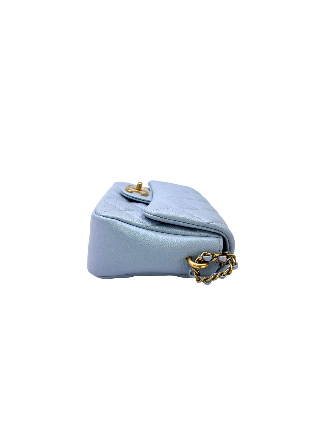 Chanel Classic Flap Iridescent Blue Quilted Leather Mini Flap Bag(C9***4G) CC2325