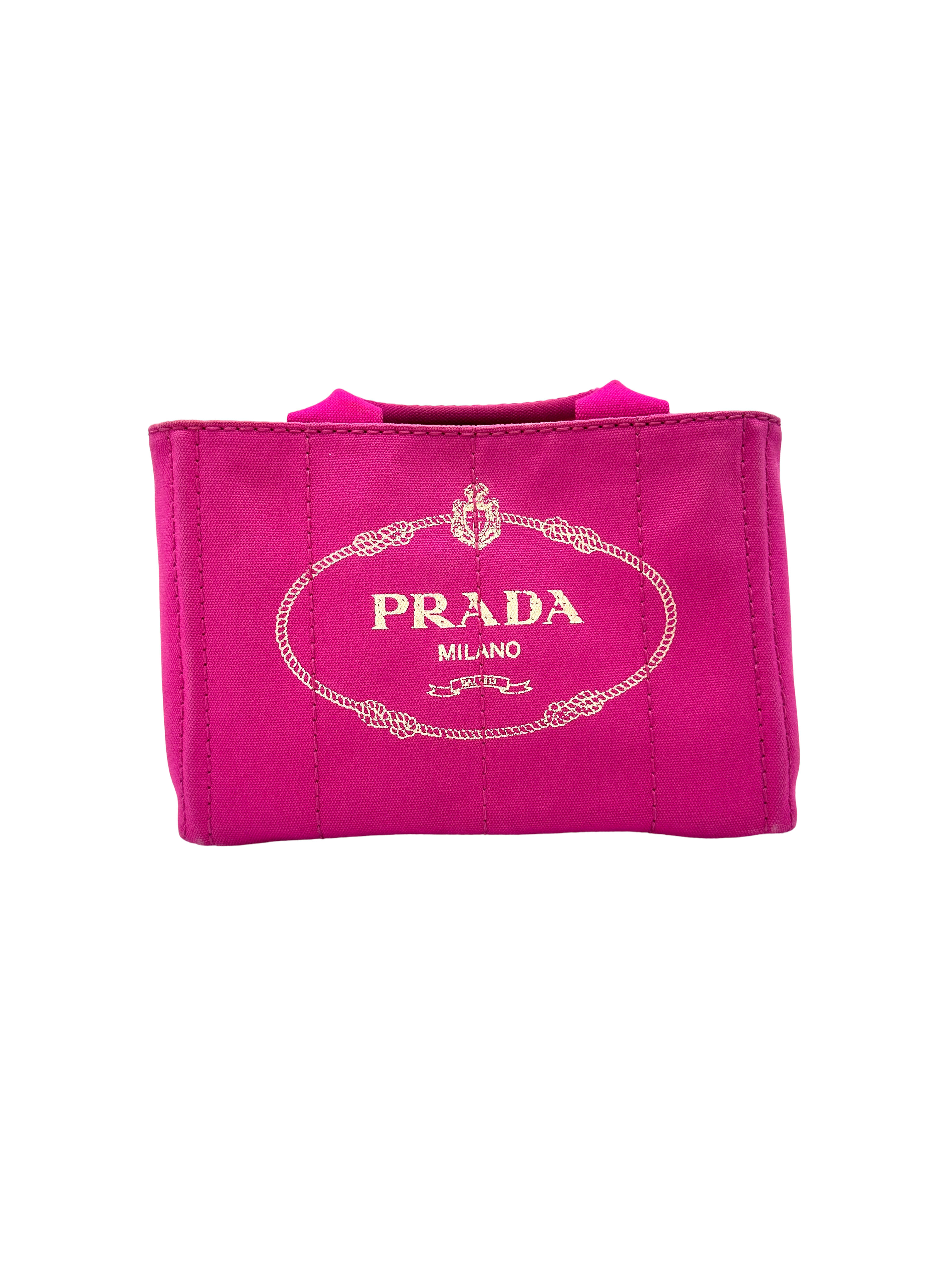 Prada Rose Pink Canapa Canvas Tote Handle Bag PR519
