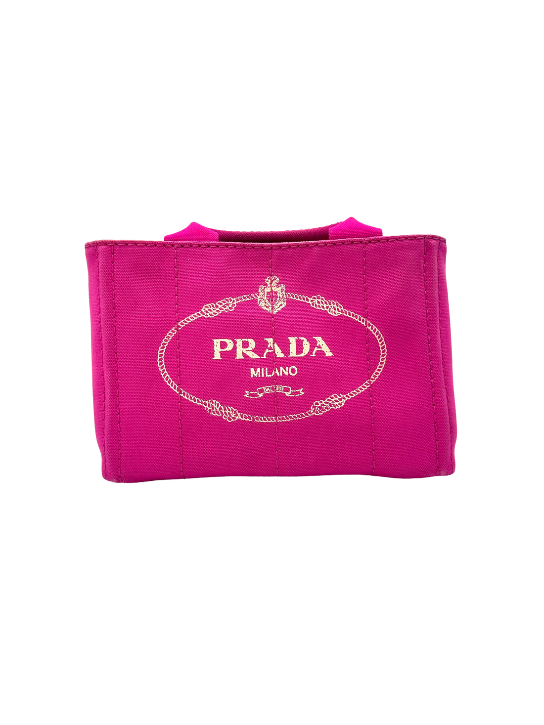 Prada Rose Pink Canapa Canvas Tote Handle Bag PR519