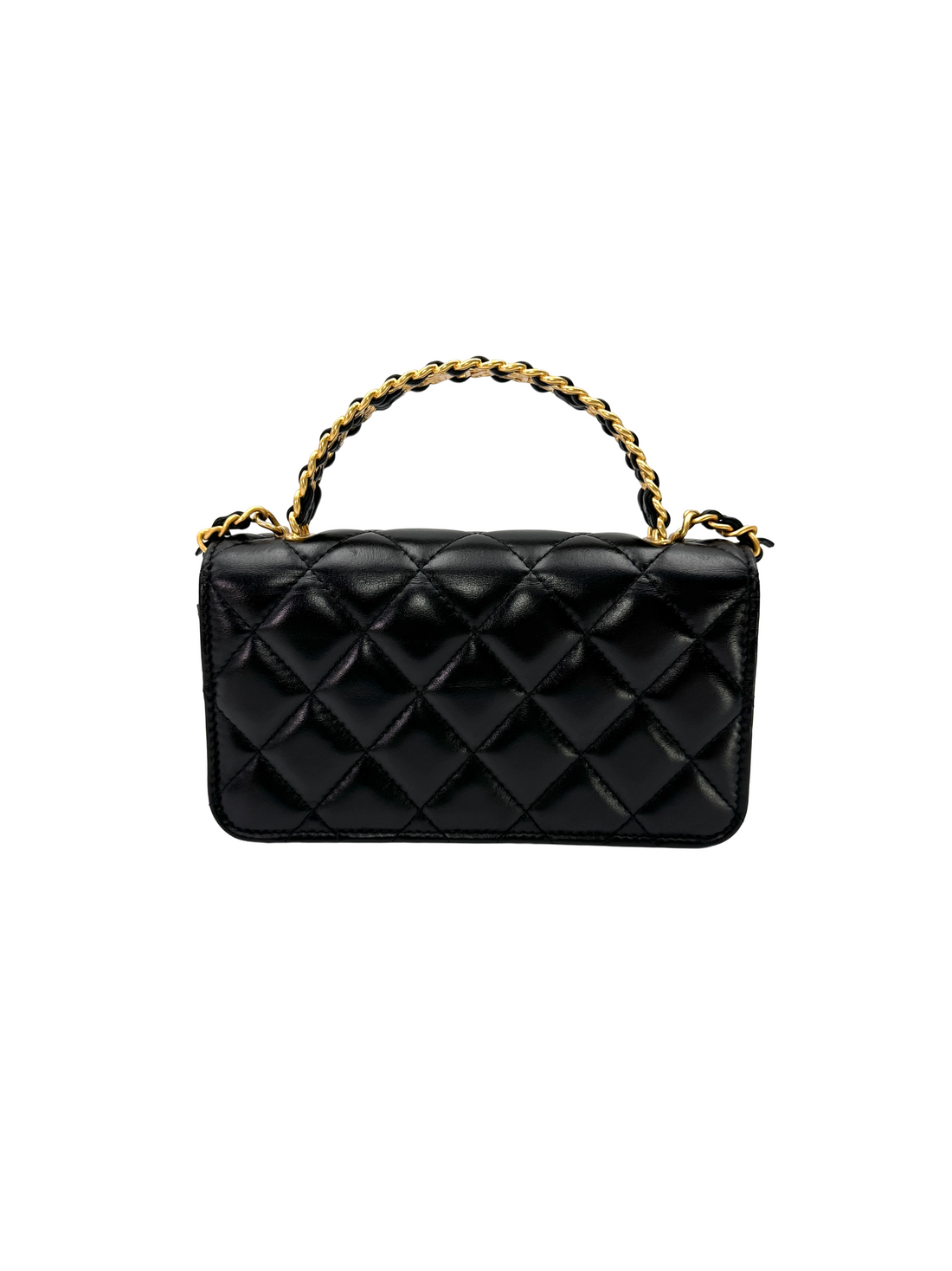 Chanel Black Quilted Leather Top Handle Wallet On Chain(NH***5H) CC2327