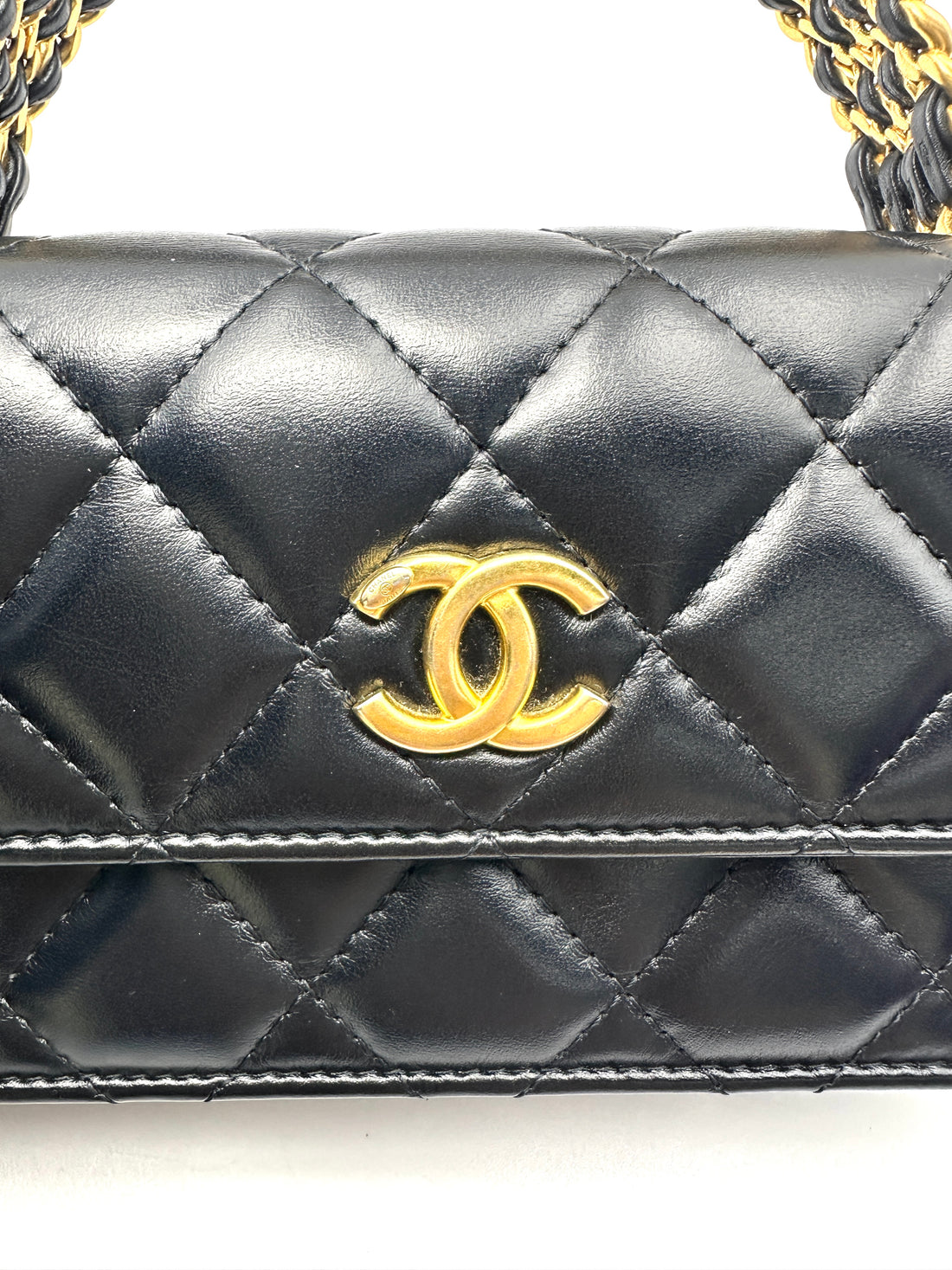 Chanel Black Quilted Leather Top Handle Wallet On Chain(NH***5H) CC2327