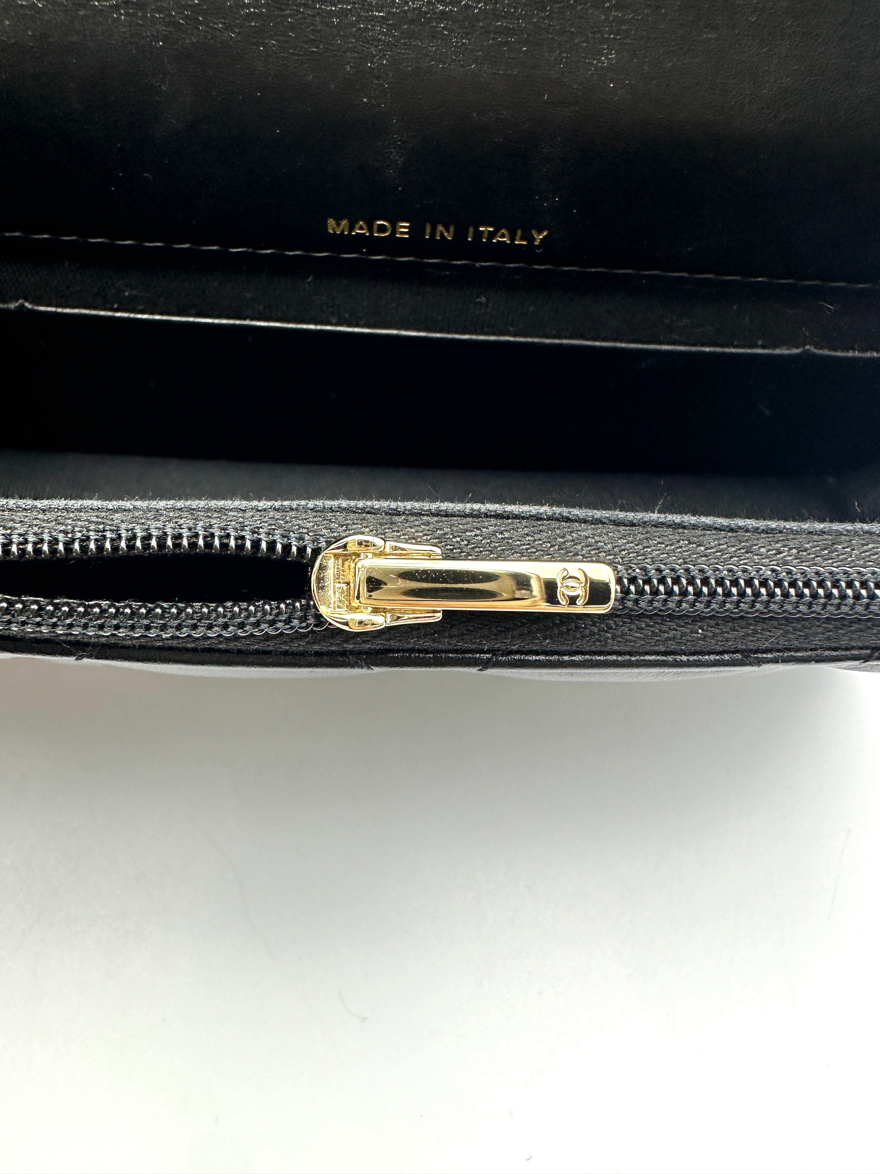 Chanel Black Quilted Leather Top Handle Wallet On Chain(NH***5H) CC2327