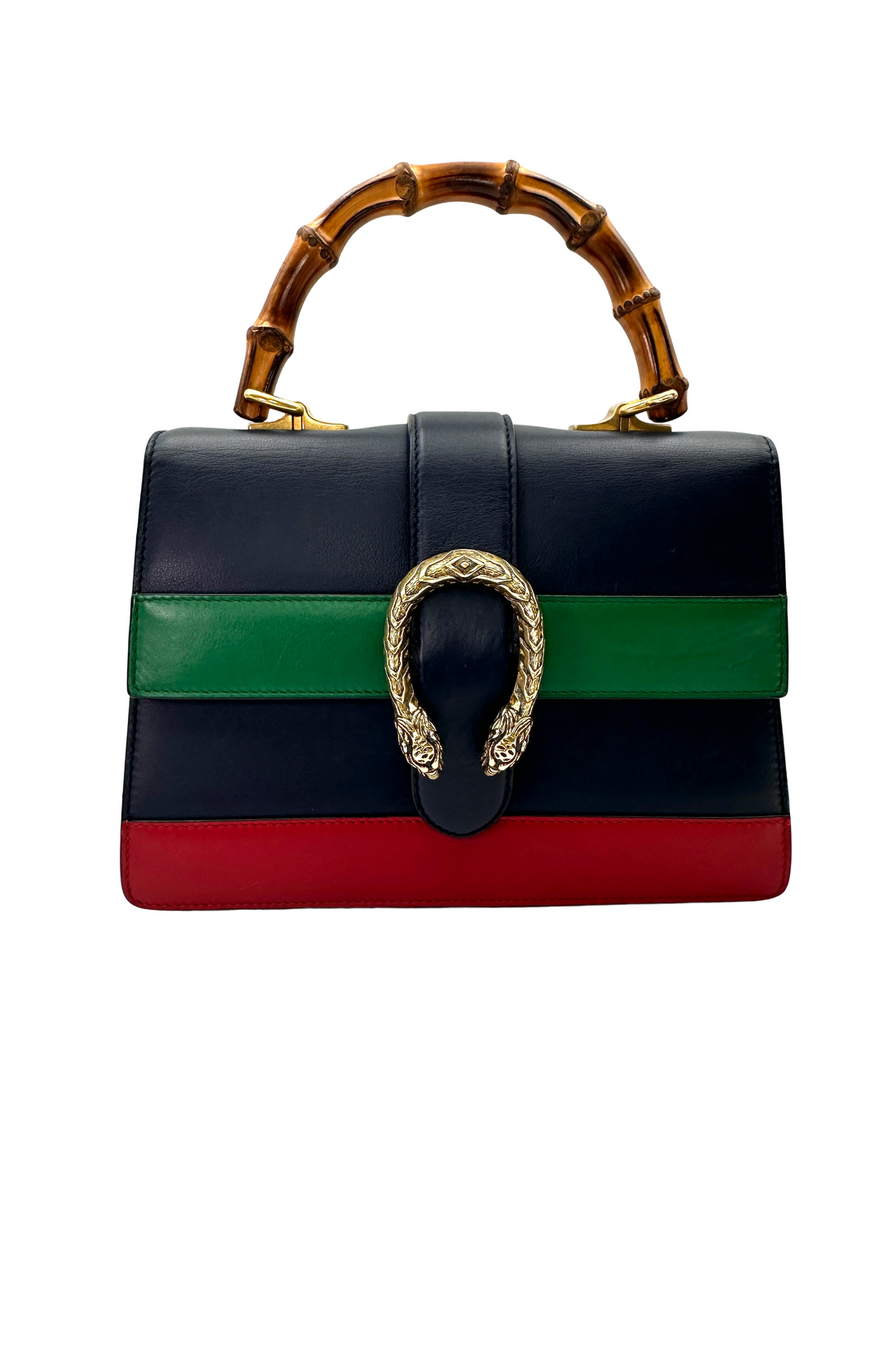 Gucci Dionysus Black/Green/Red Leather Bamboo Handle Bag GG1368