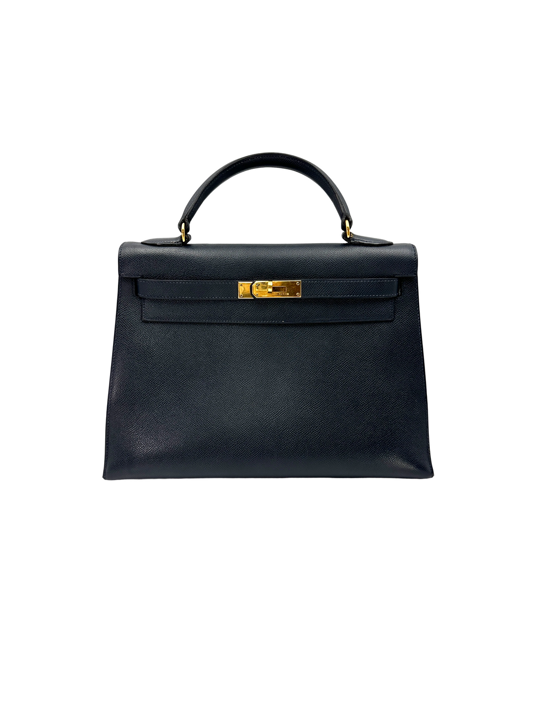 Hermes Kelly Black Leather Handle Bag With Gold Hardware HR132SA