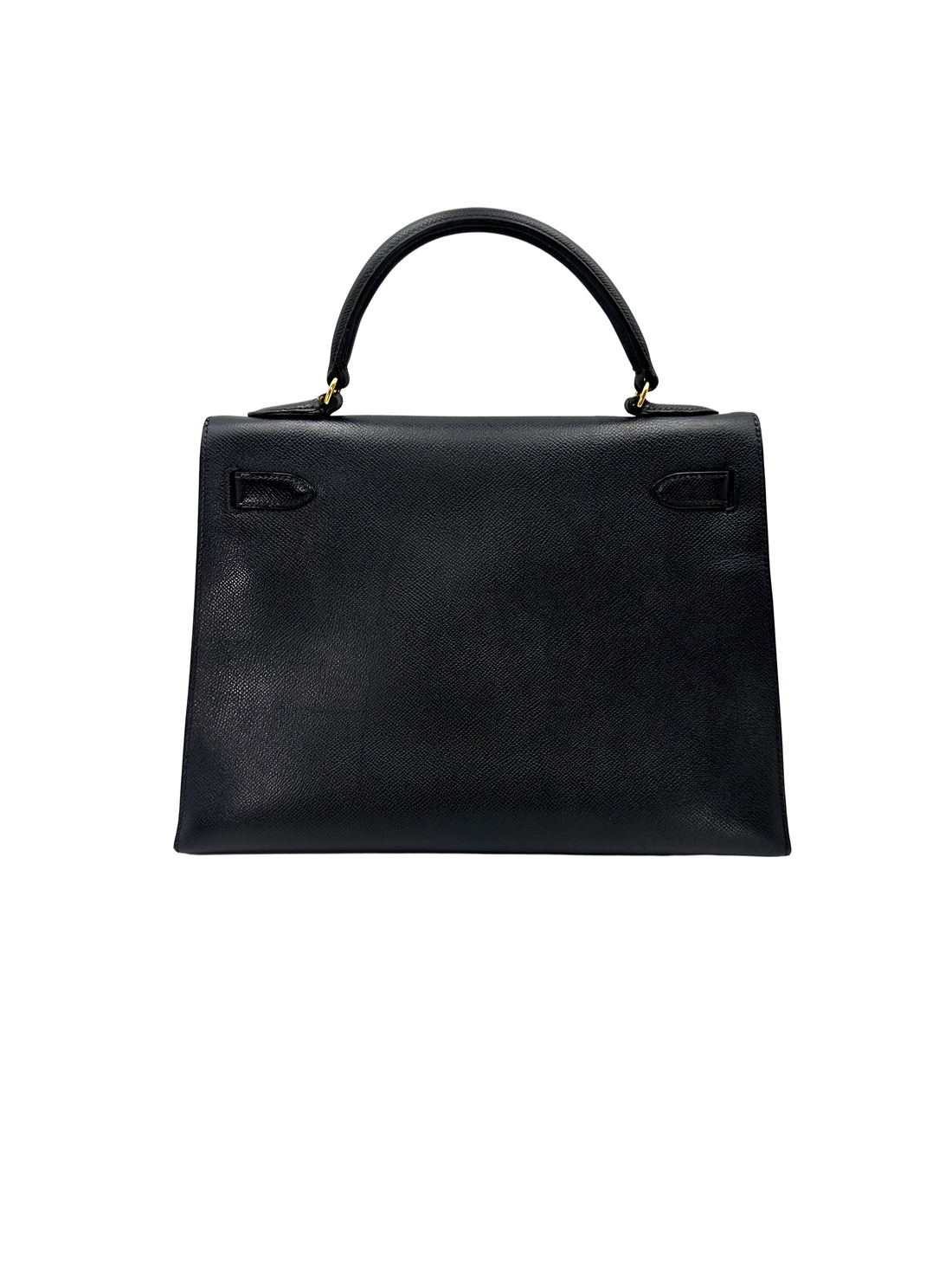 Hermes Kelly Black Leather Handle Bag With Gold Hardware HR132SA