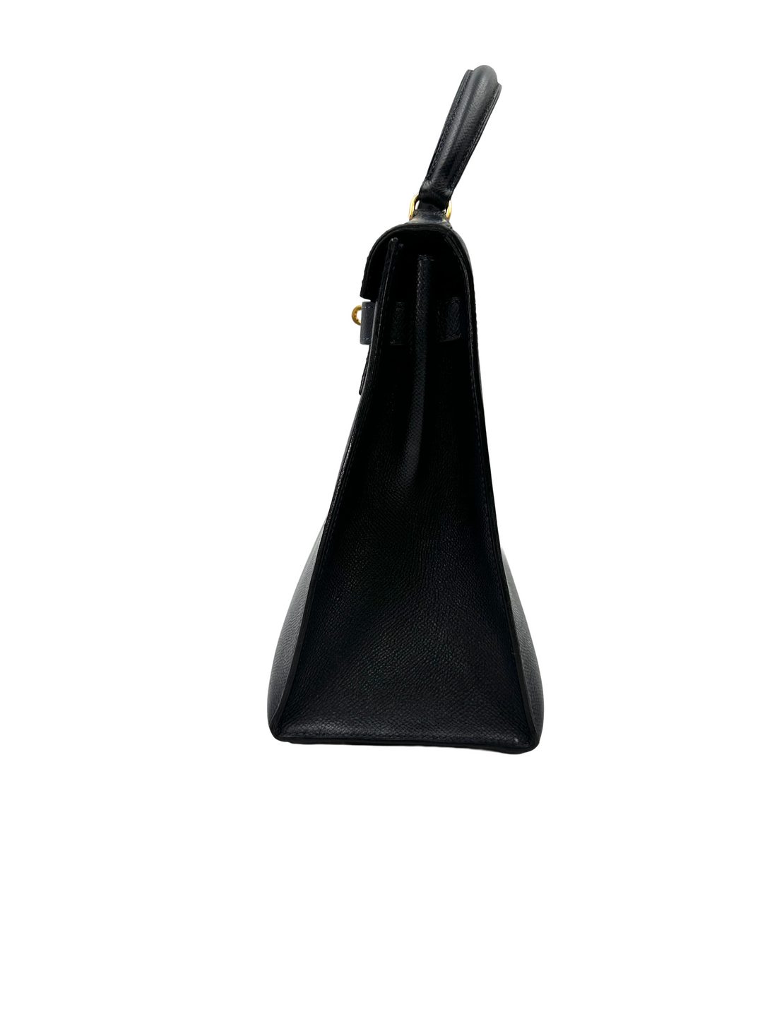 Hermes Kelly Black Leather Handle Bag With Gold Hardware HR132SA