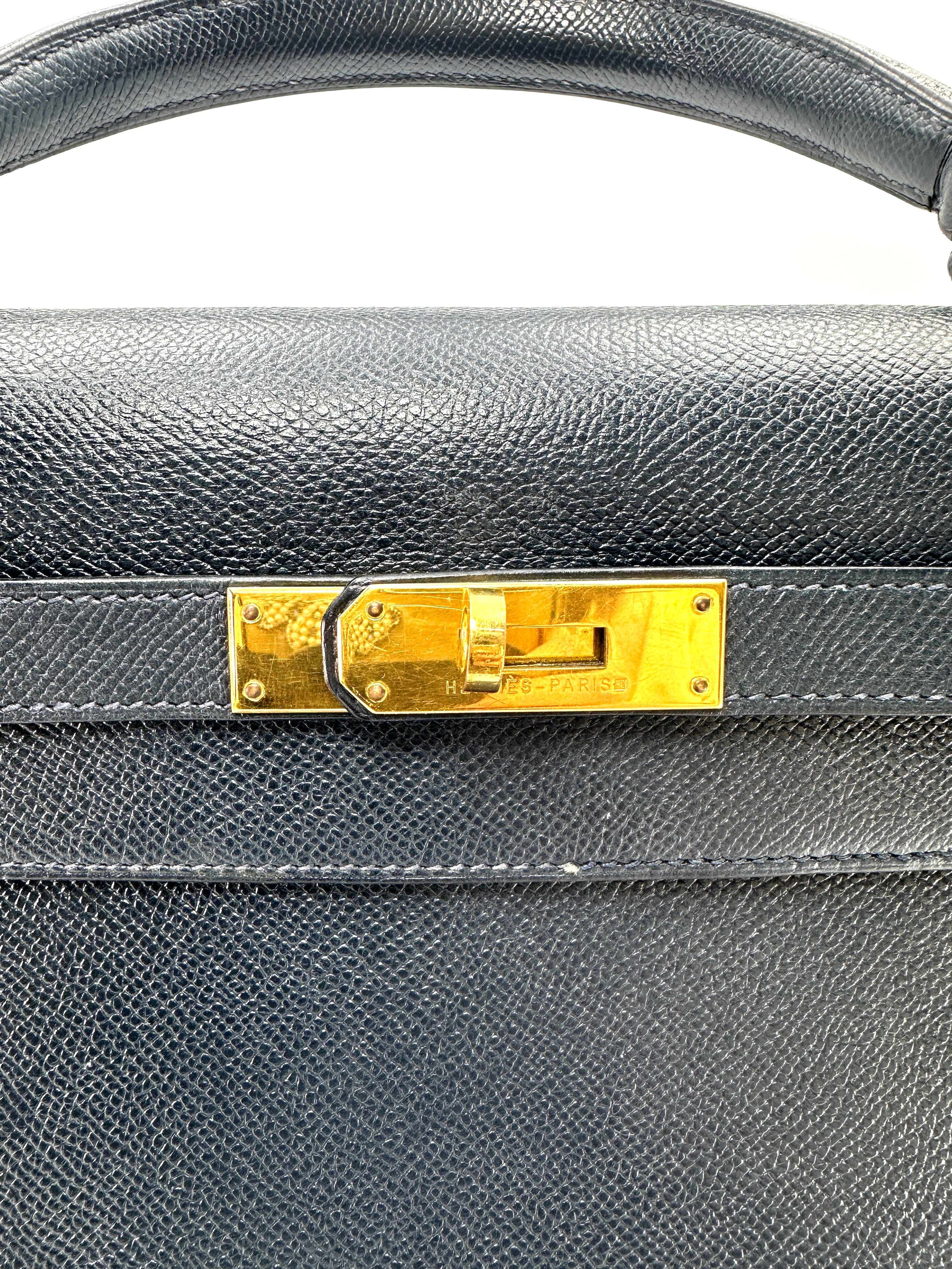 Hermes Kelly Black Leather Handle Bag With Gold Hardware HR132SA