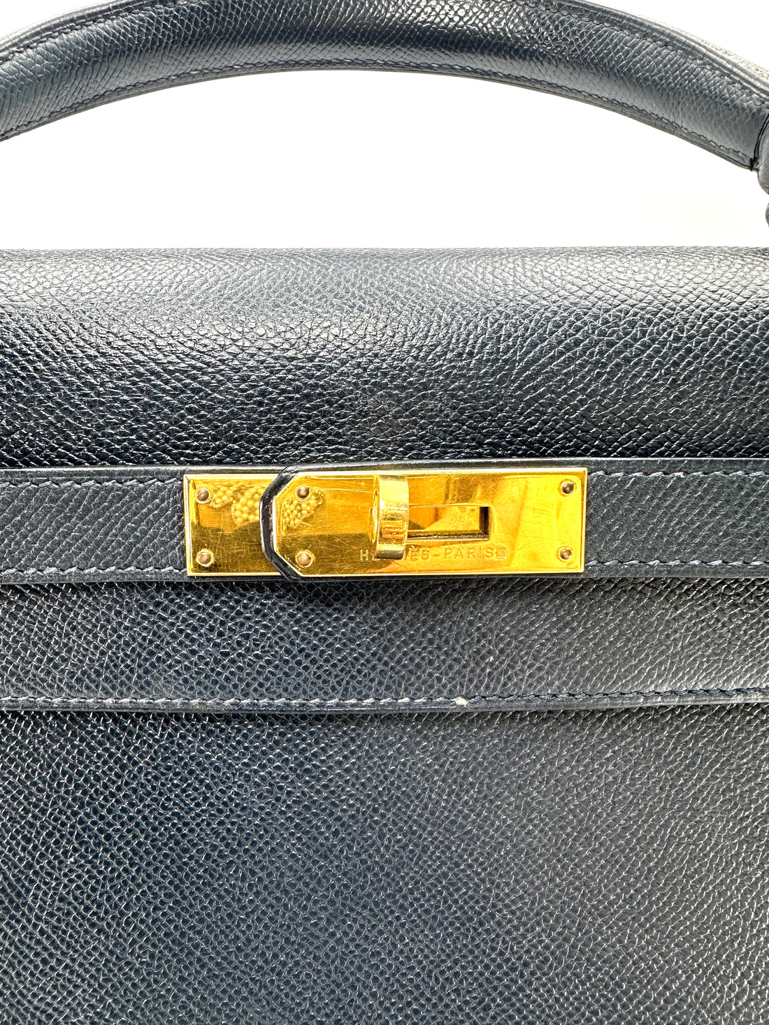 Hermes Kelly Black Leather Handle Bag With Gold Hardware HR132SA