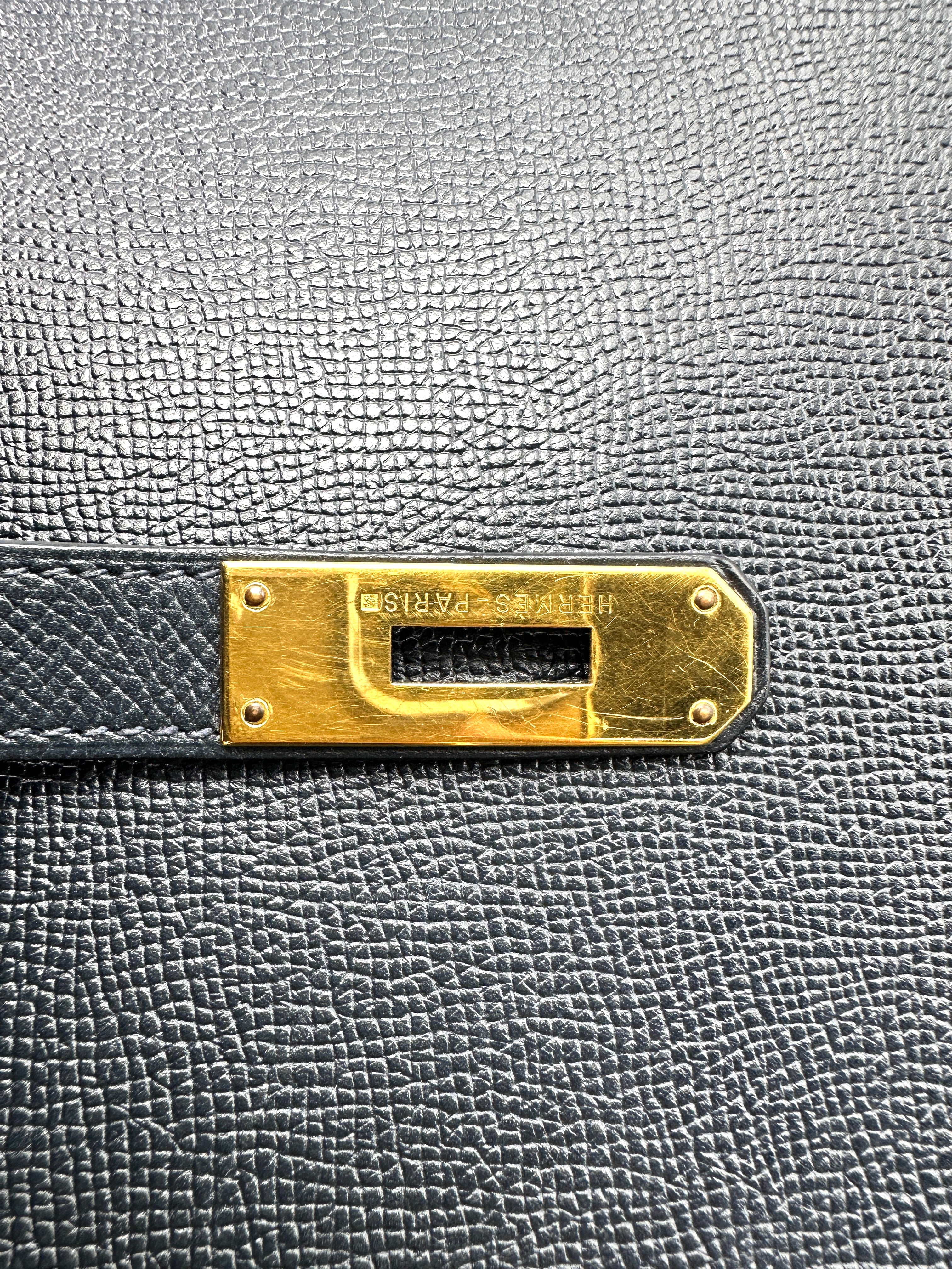 Hermes Kelly Black Leather Handle Bag With Gold Hardware HR132SA