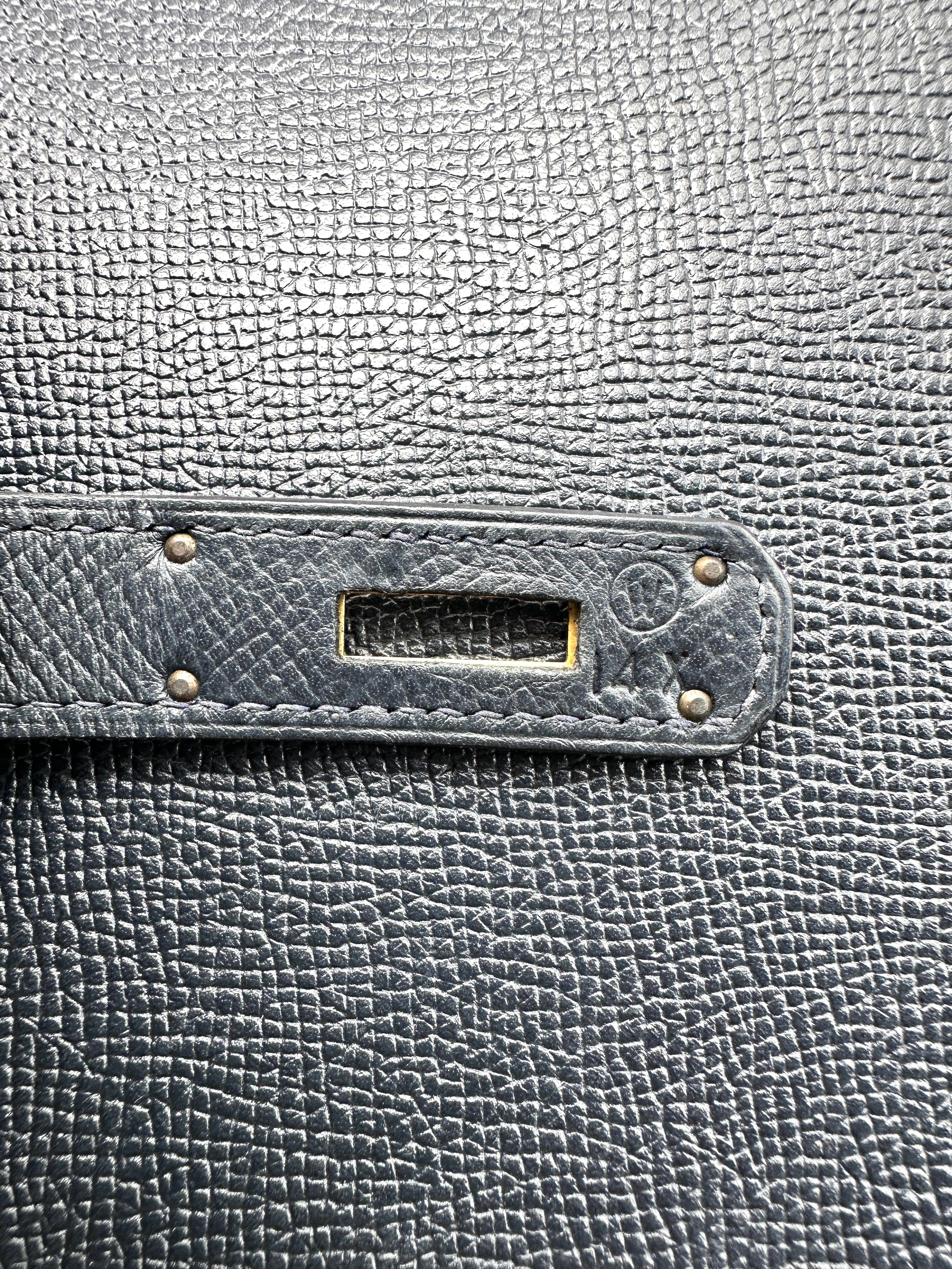 Hermes Kelly Black Leather Handle Bag With Gold Hardware HR132SA